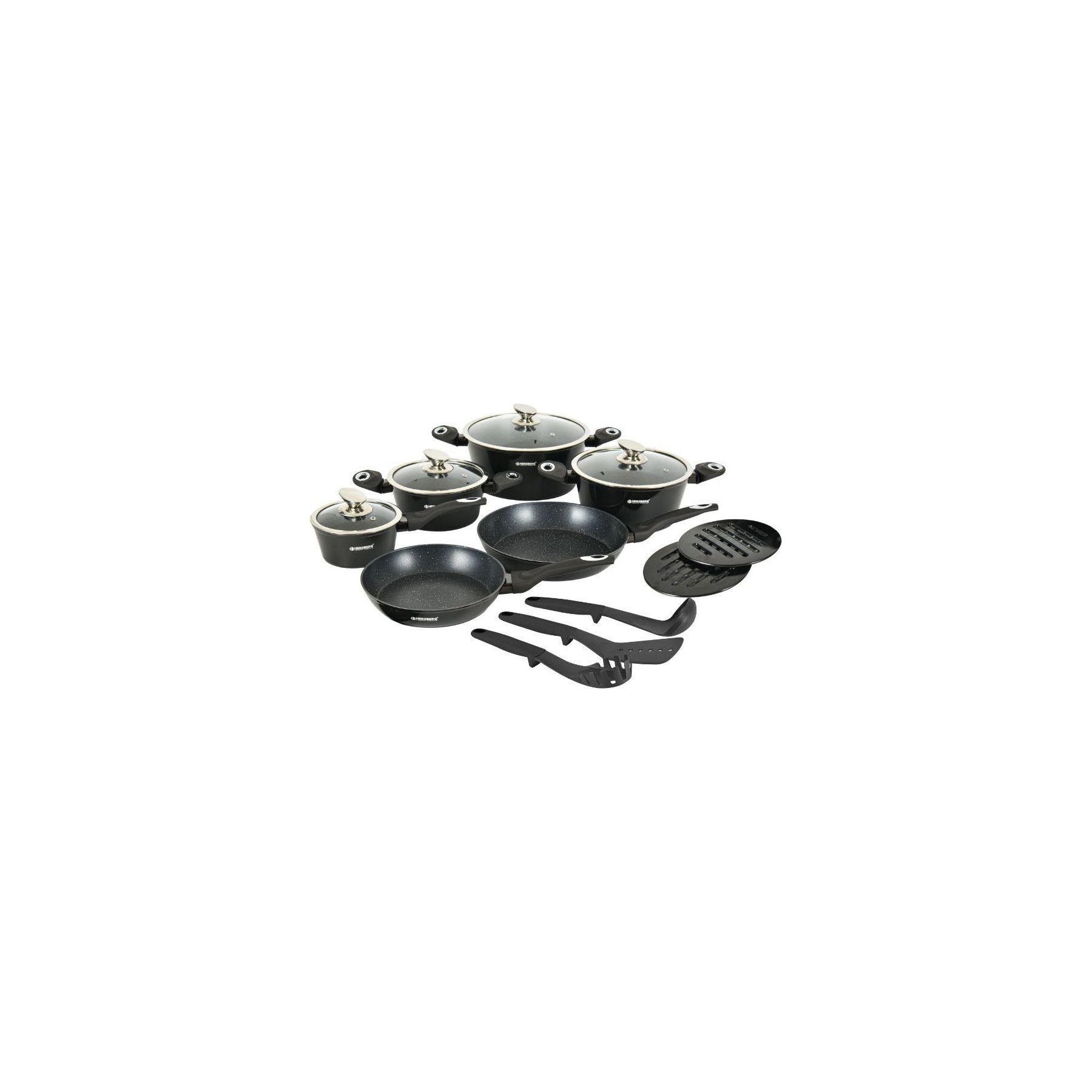 Batterie de cuisine HERZBERG HGMETBK15-BLK