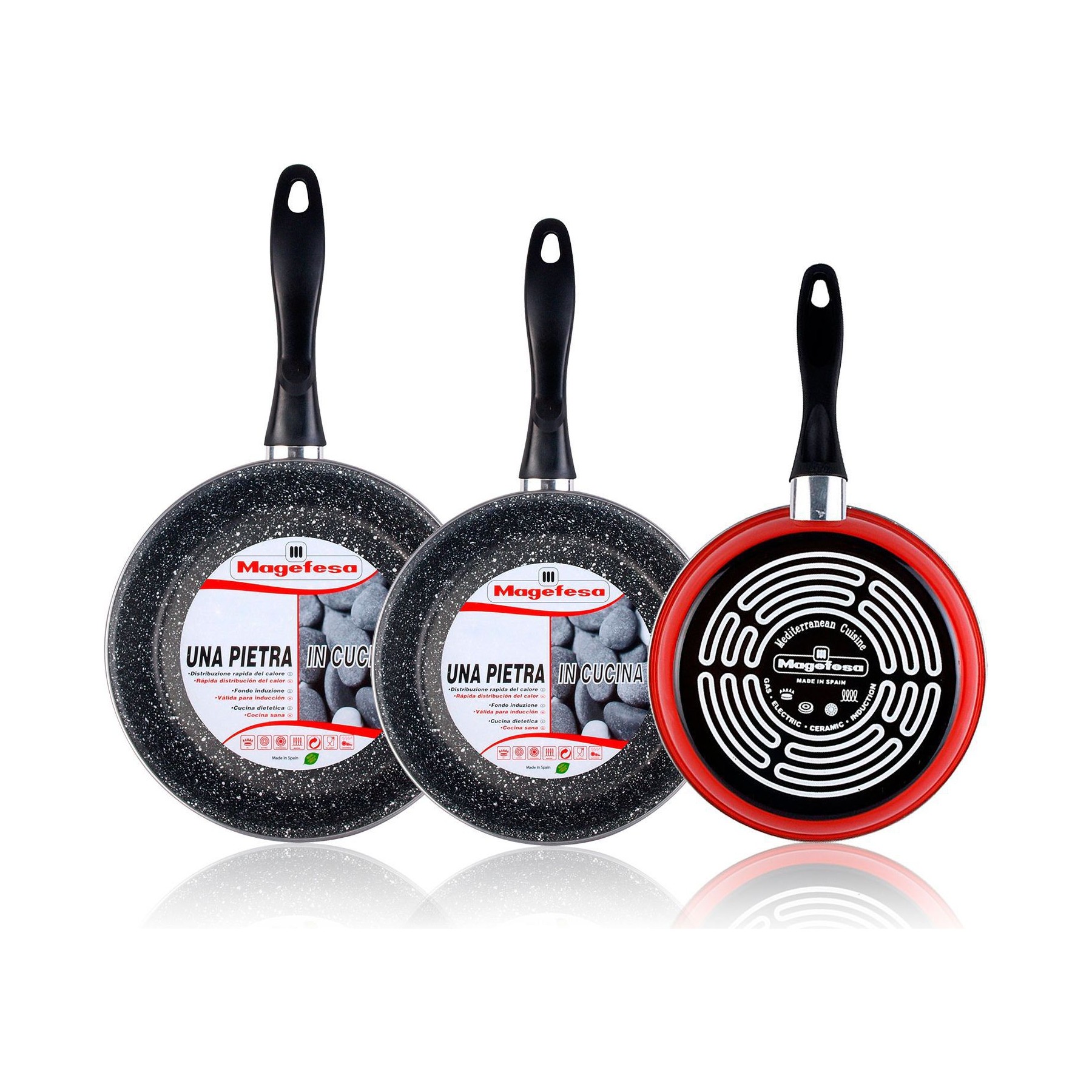 Batterie de cuisine MAGEFESA K2 Roja  Set 3 Poêles à Frire Induction