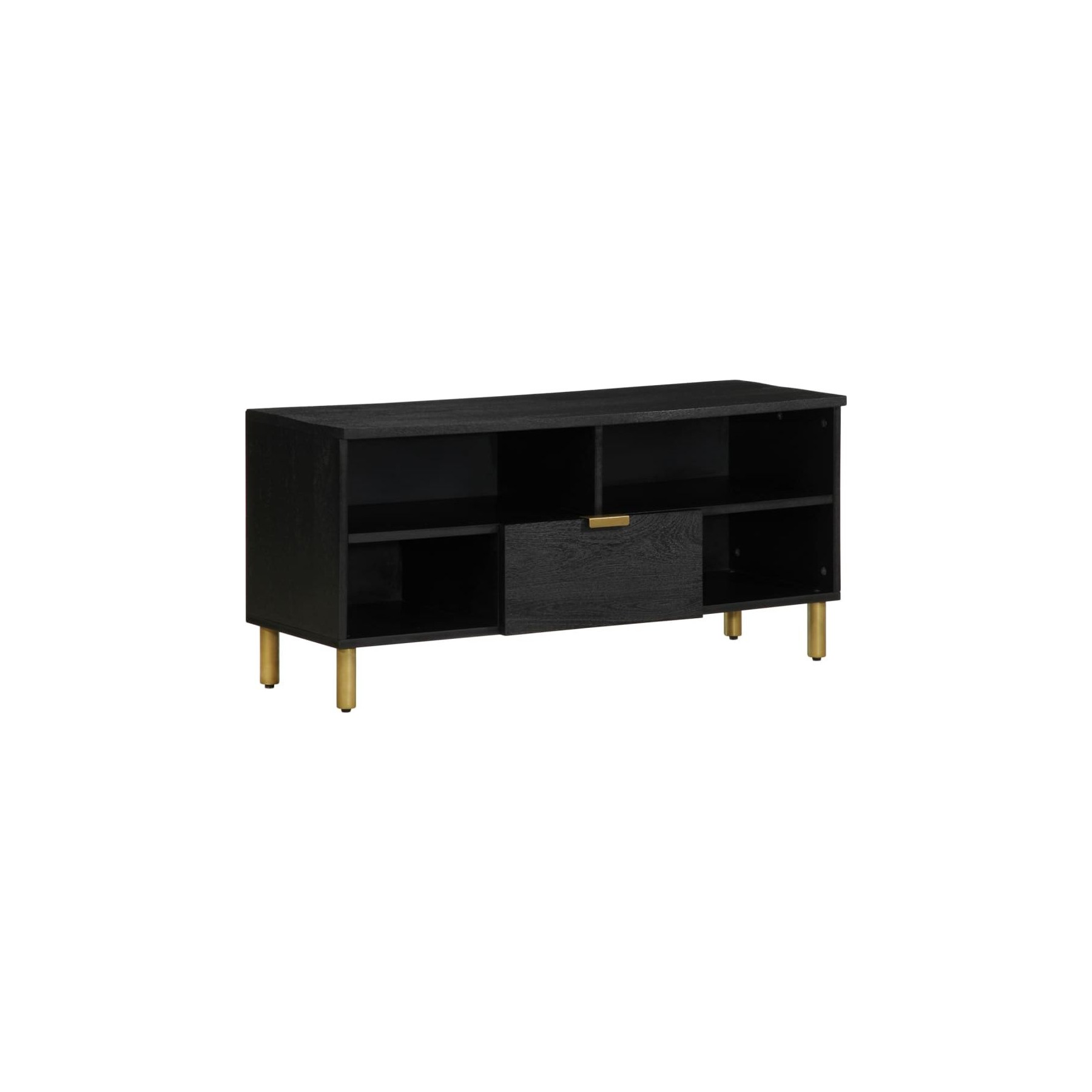 Meuble TV HELLOSHOP26 Meuble TV noir moderne avec grand rangem