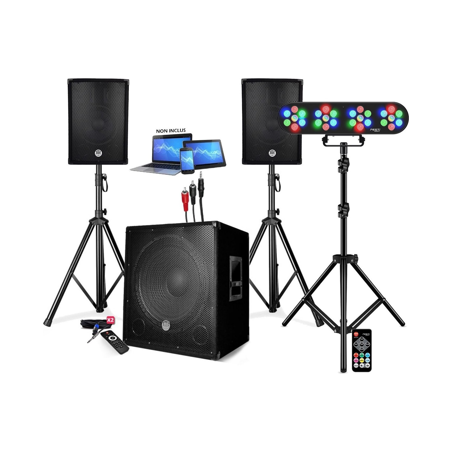 Pack sono NONAME +CAISSON DE BASSES USB Bluetooth +PIEDS