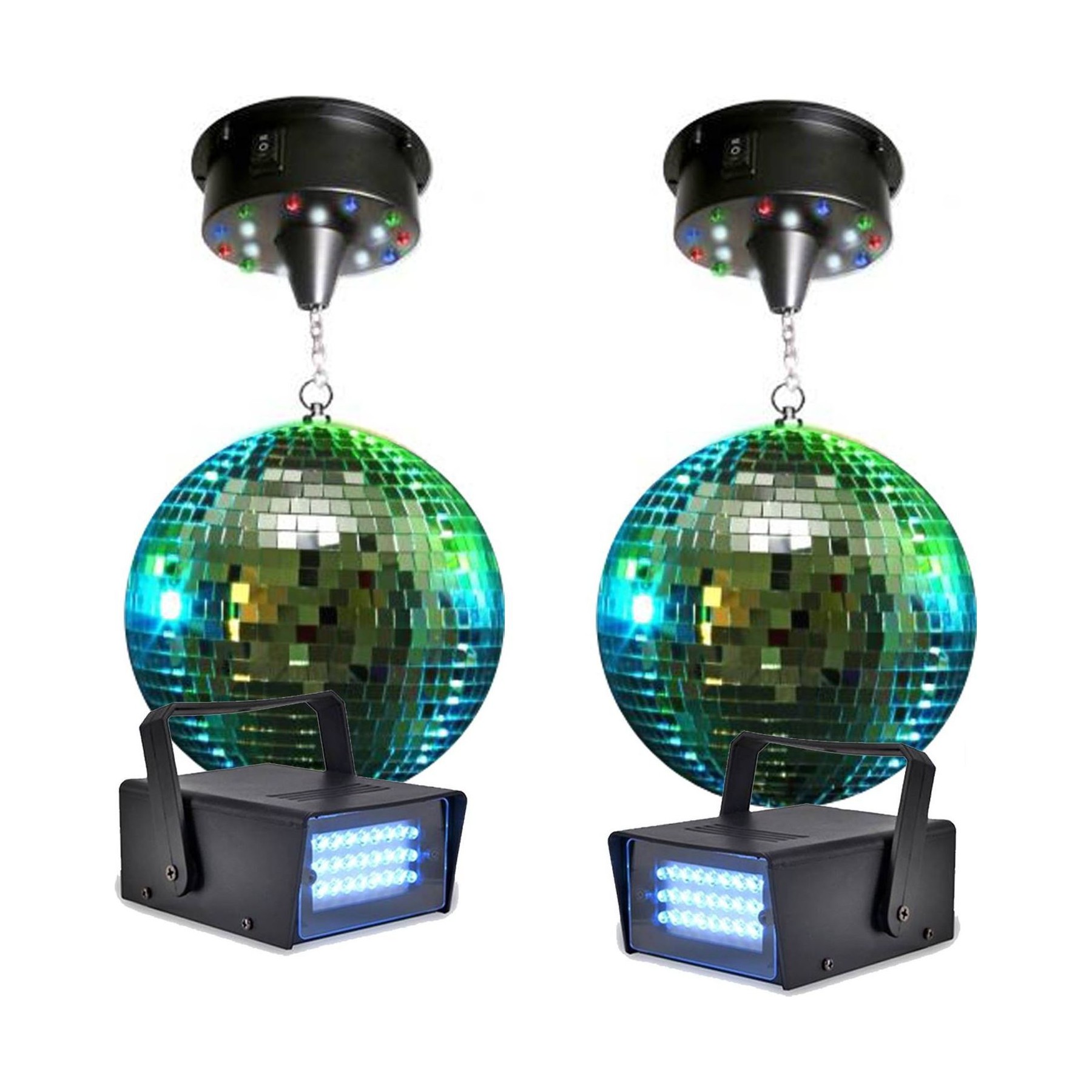 Jeu de lumières LYTOR 2 Boules à facettes 20cm + moteurs 18 LE