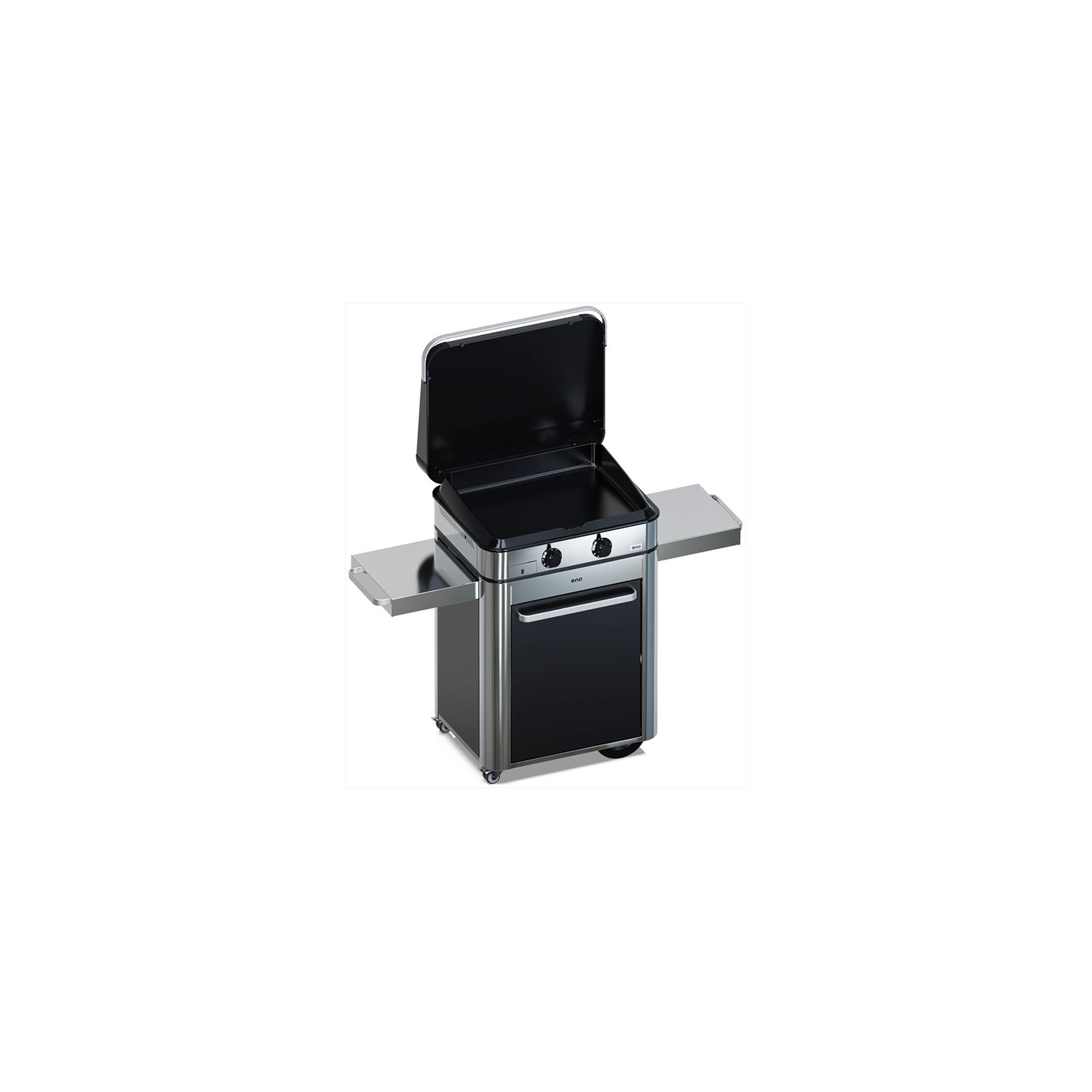 Plancha gaz ENO Combo Enosign 65 Inox et Noir sur chariot, 56x40 cm