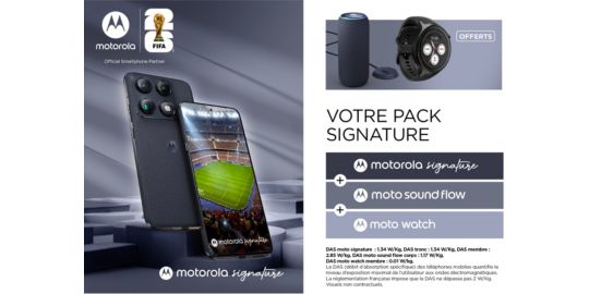 Smartphone MOTOROLA Pack Signature 5G 512Go Bleu + Moto Sound Flow + Watch Motorola Noir