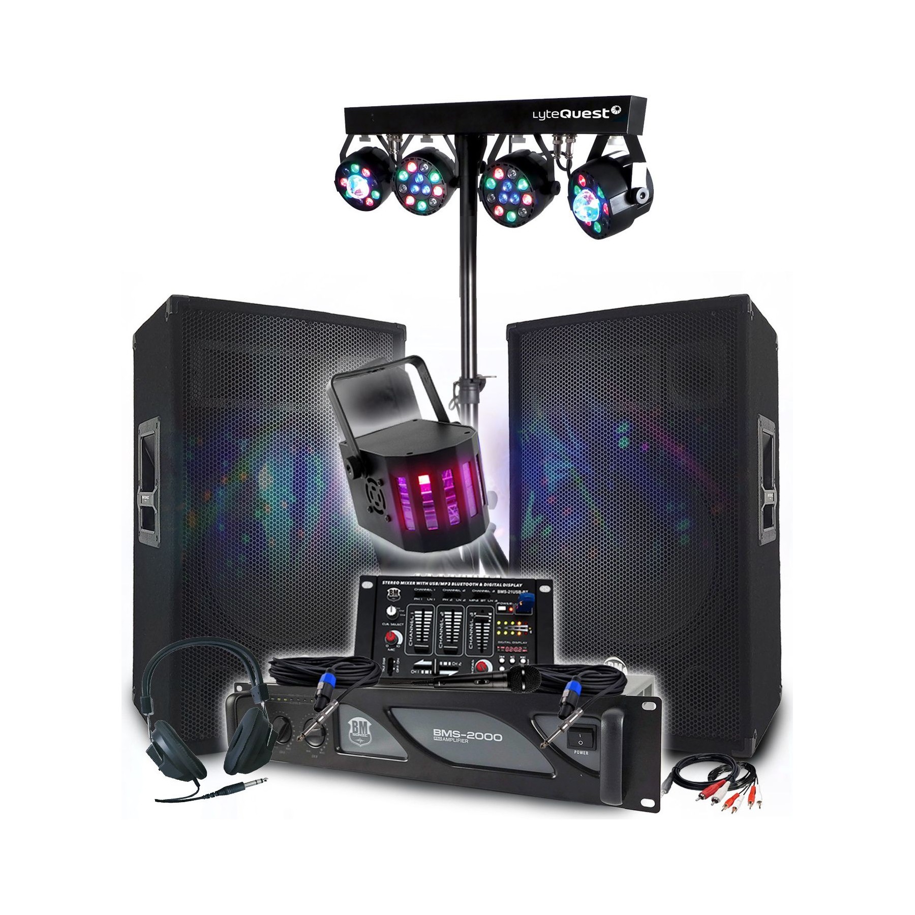 Pack sono BM SONIC Ampli 2000W, Paire d'Enceintes Passives