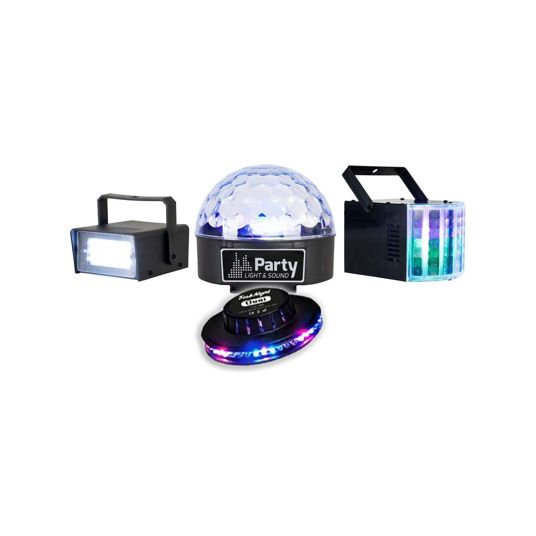 Jeu de lumières PARTY LIGHT&SOUND Pack 4 LED Strobo ASTRO Derby OVNI