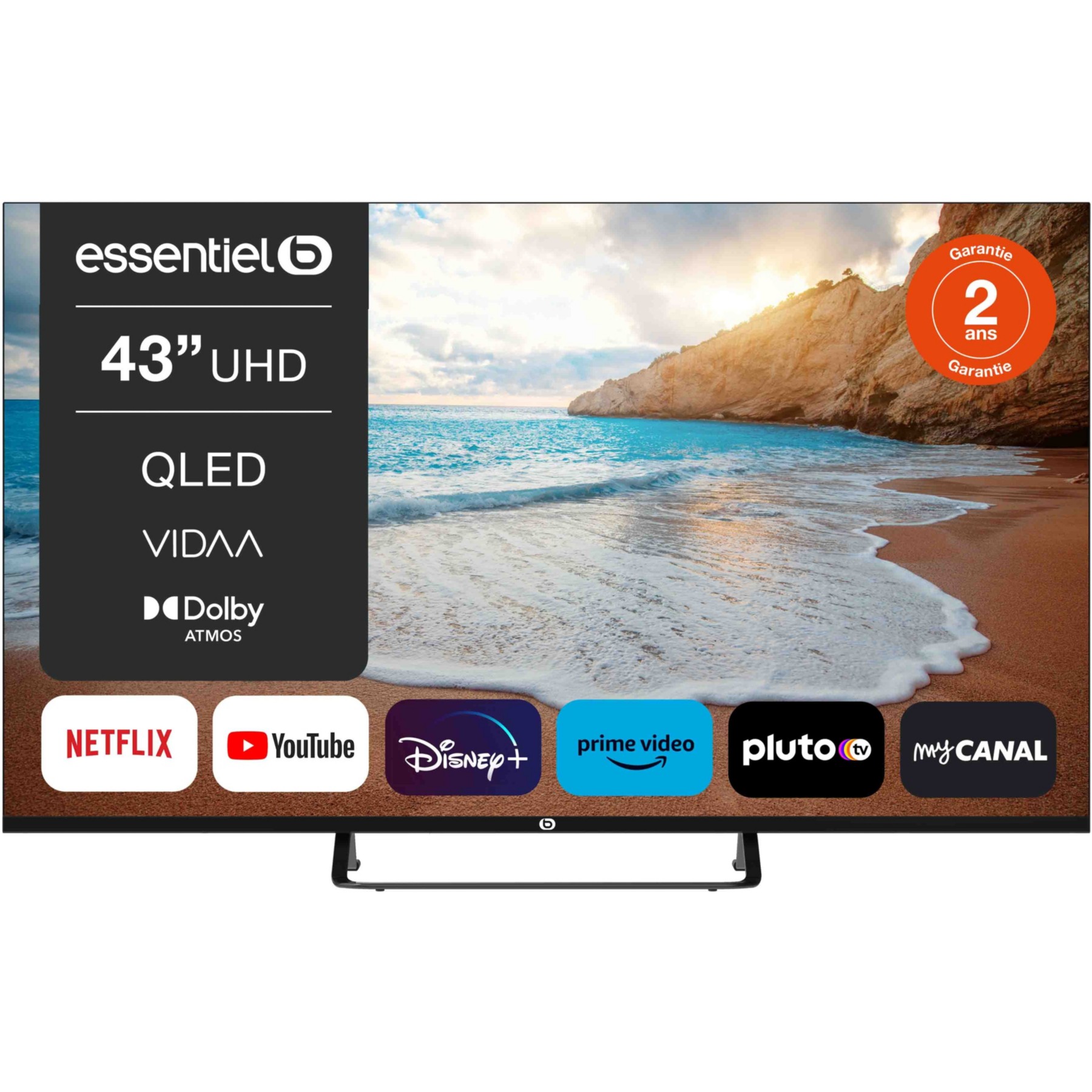 TV QLED ESSENTIELB 43QLED306W (2024) 43" (109 cm) 4K - Smart TV, coloris blanc