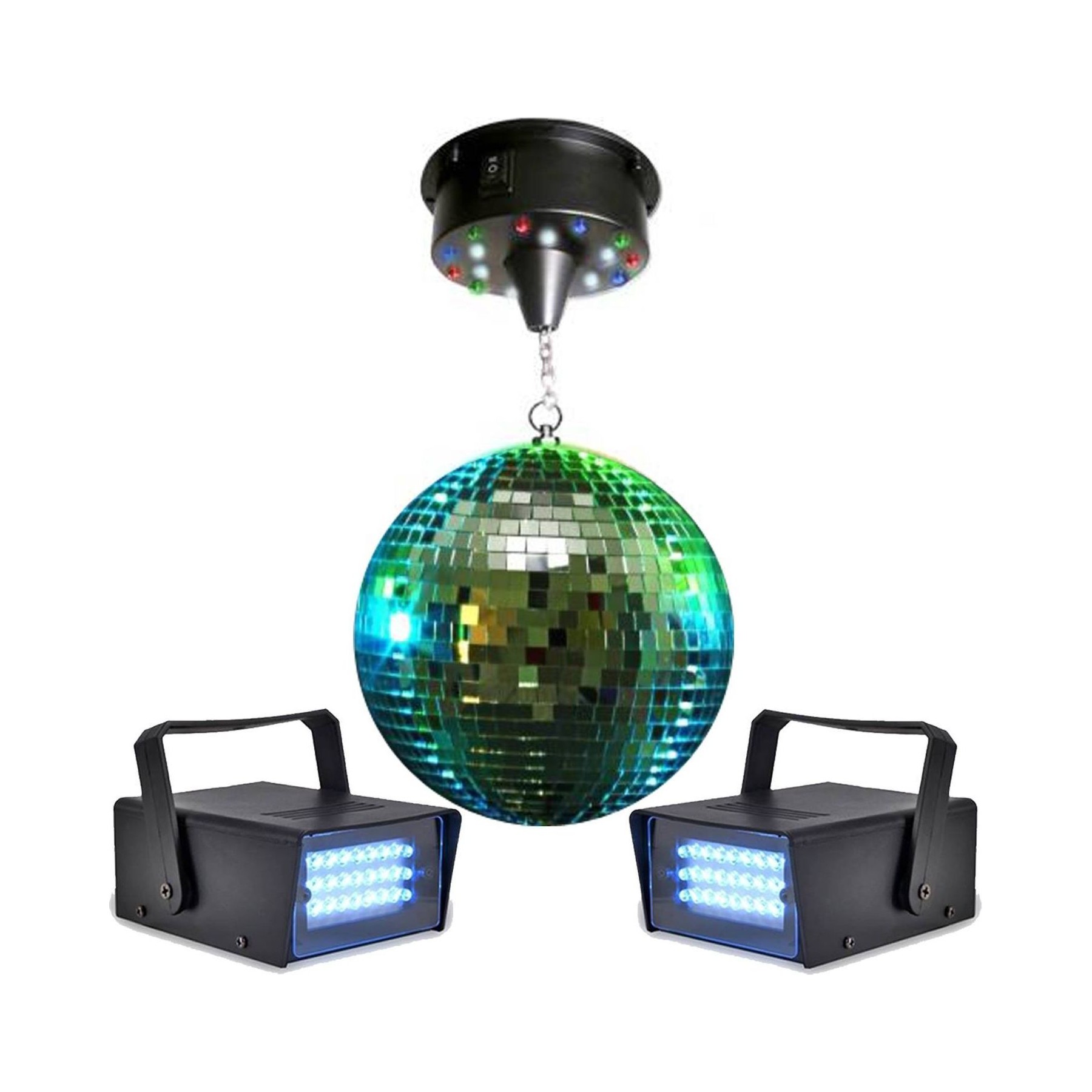 Jeu de lumières LYTOR Boule à facettes 20cm + moteur 18 LED +