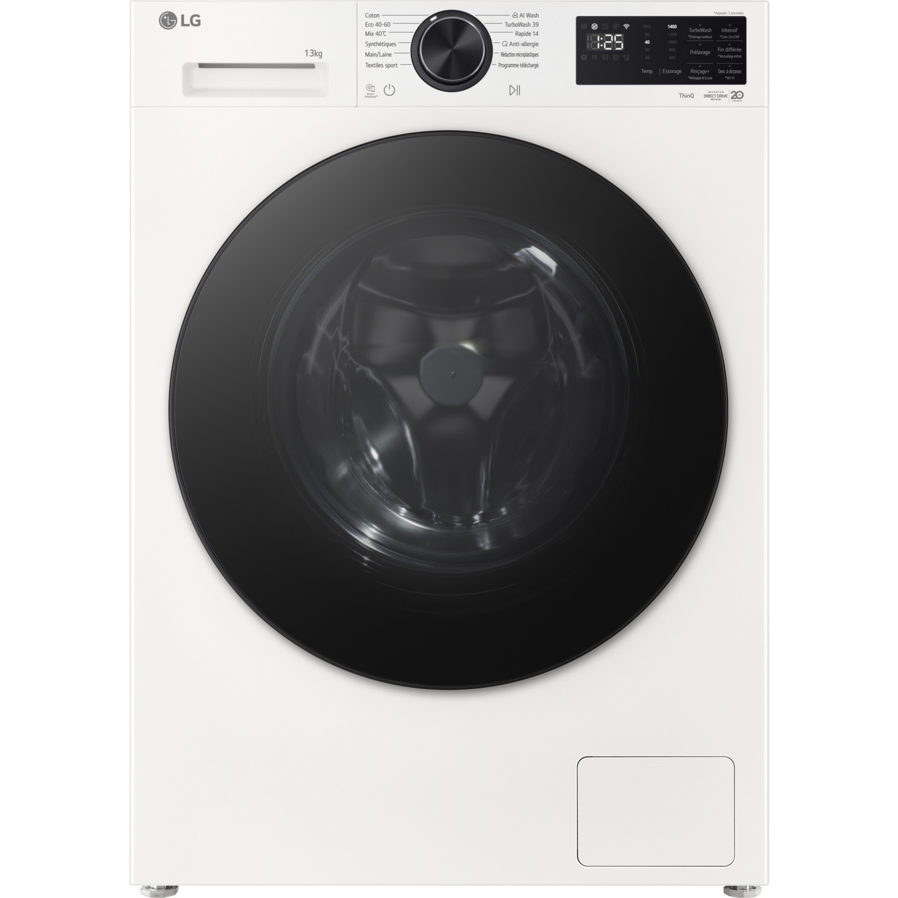 Lave linge hublot LG F34X56WHST - 13 kg - 1400 tr/min - Classe A - Moteur direct drive - Connecté