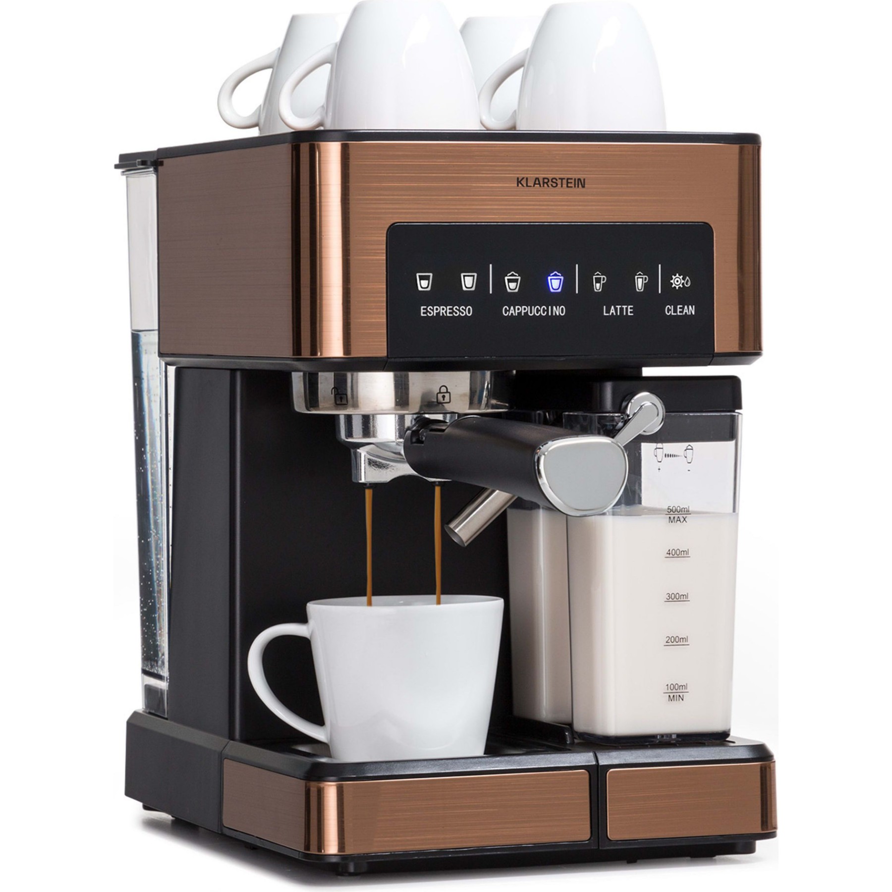 Machine à expresso KLARSTEIN Arabica Comfort 1350W 20 Bar 1,8l Marron