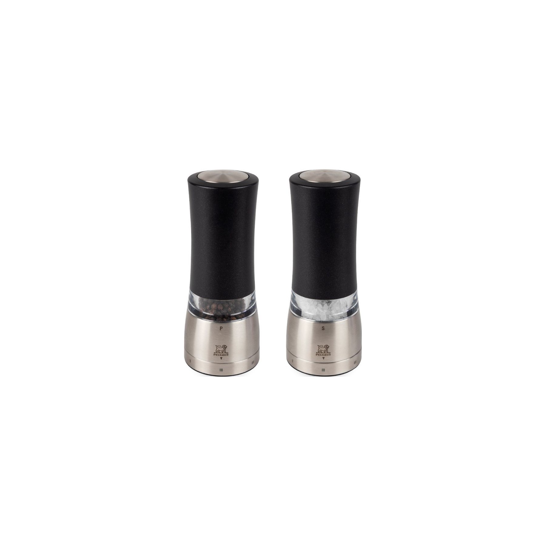 Duo moulins à poivre et sel PEUGEOT Daman Electrique Métal Noir irisé 16cm