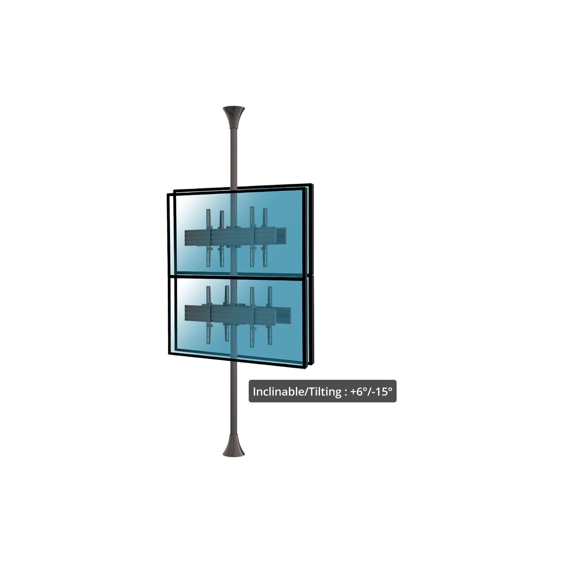 Pied TV KIMEX inclinable 4 écrans 32-75" 400x400 max