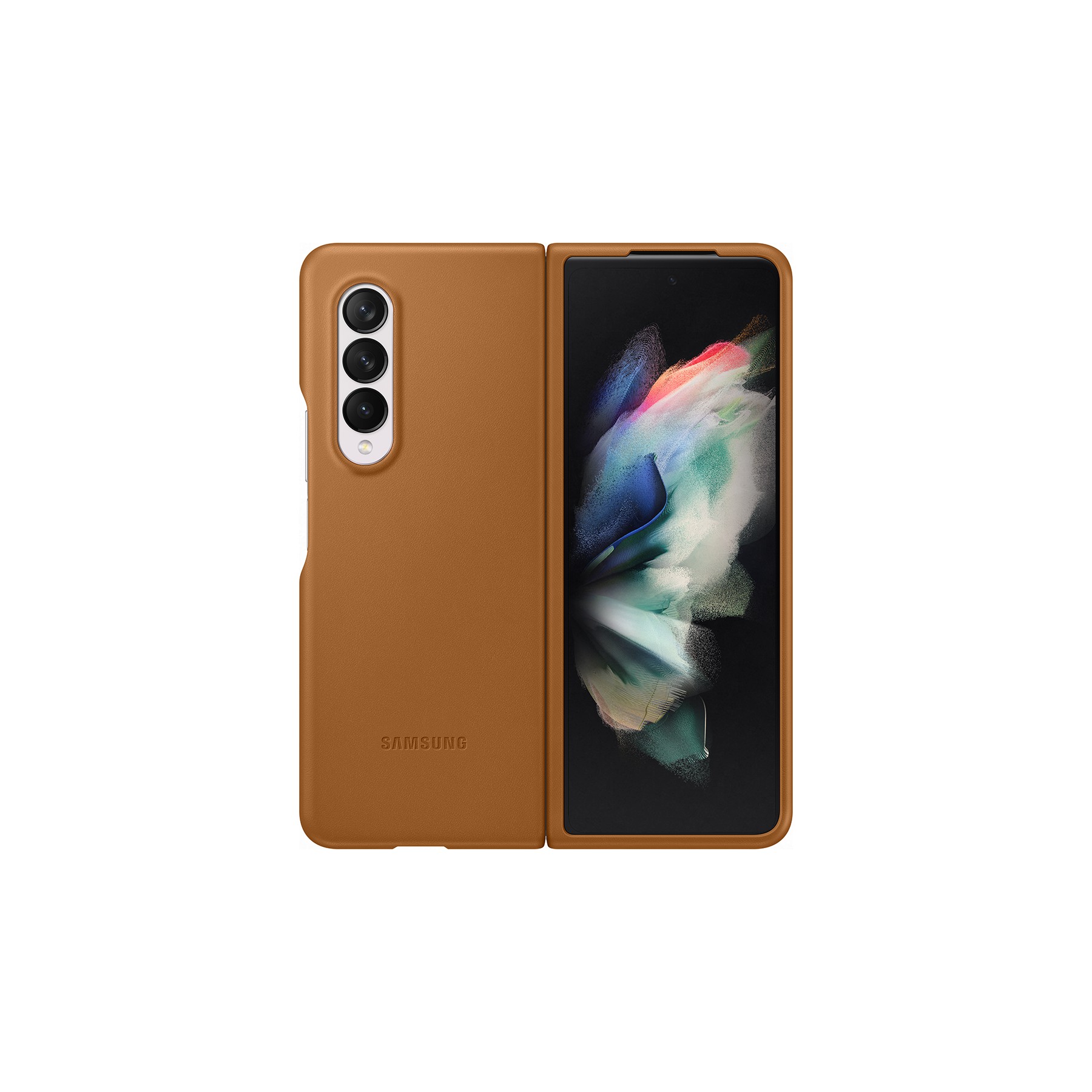 Coque SAMSUNG Z Fold 3 Cuir marron clair