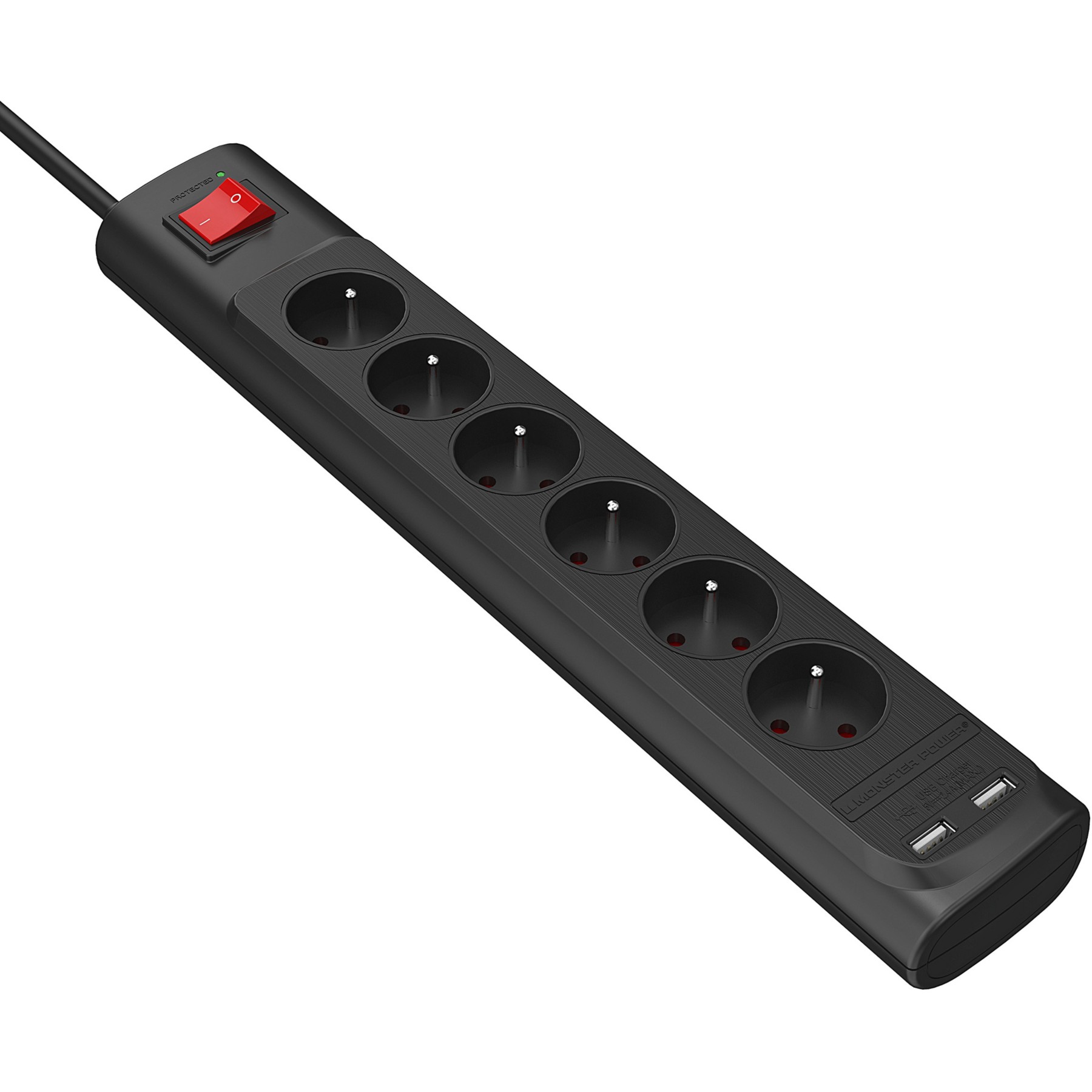 Rallonge parafoudre MONSTERCABLE Parasurtenseur 6 prises + 2 USB-A