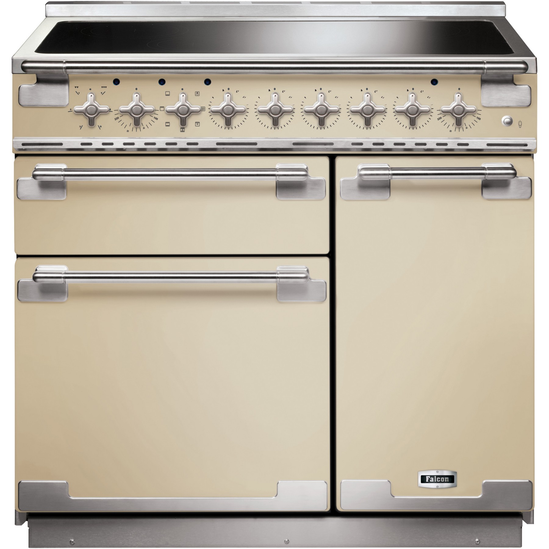 Piano de cuisson induction FALCON ELISE TAB IND 90 CM CREME NICKEL BROSSÉ