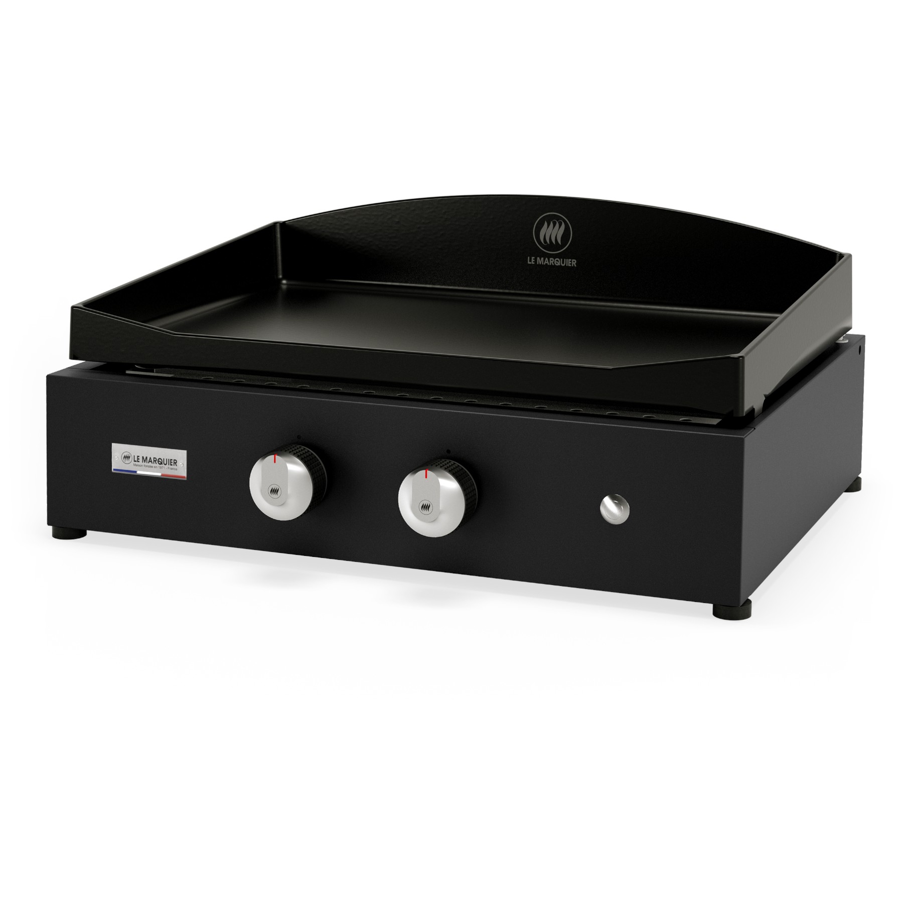 Plancha gaz LE MARQUIER Vintage Pure 260 noir 2 brûleurs à poser, 60x40 cm