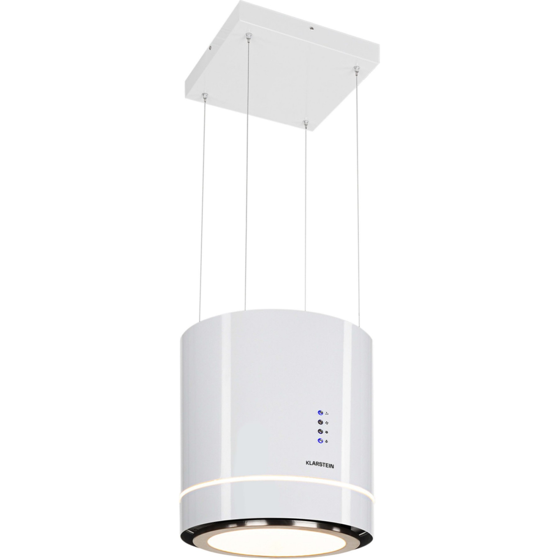 Hotte décorative îlot KLARSTEIN Tron Ambience îlot Ø 38cm 540m³/h blanc