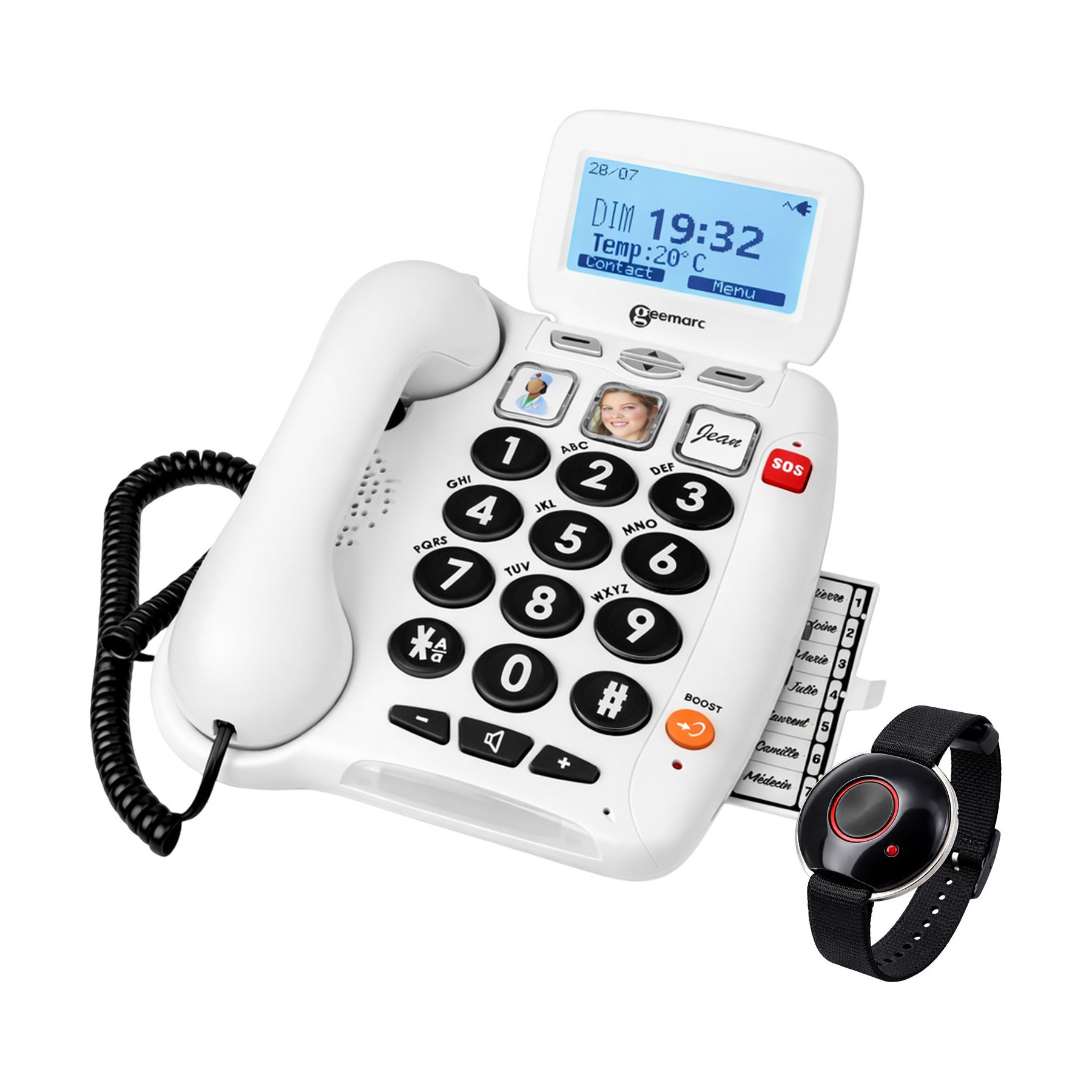 Téléphone sans fil GEEMARC à Grosses Touches avec Télécommande SOS