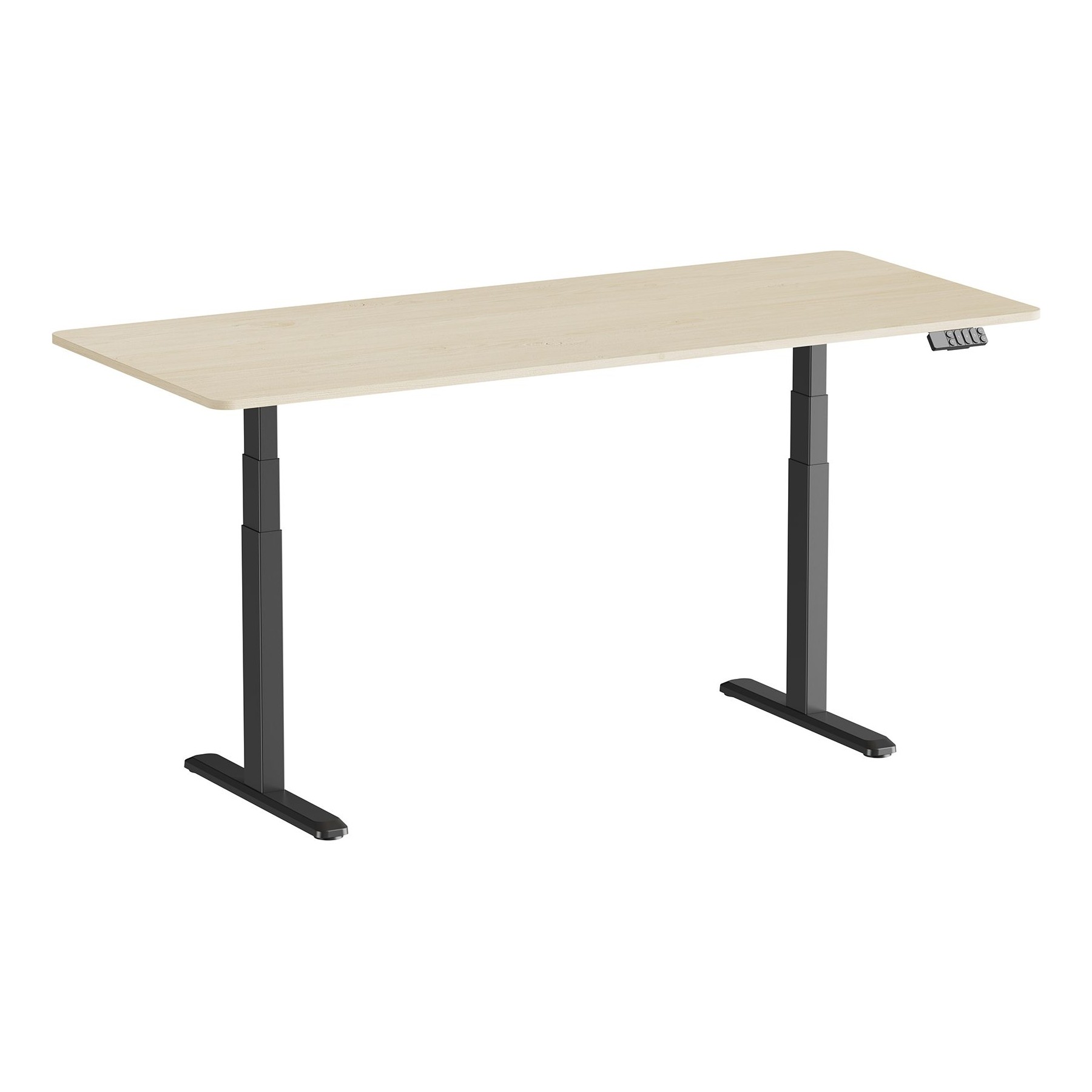 Bureau ergonomique KIMEX Plateau bois natur 180x75cm Bords ronds
