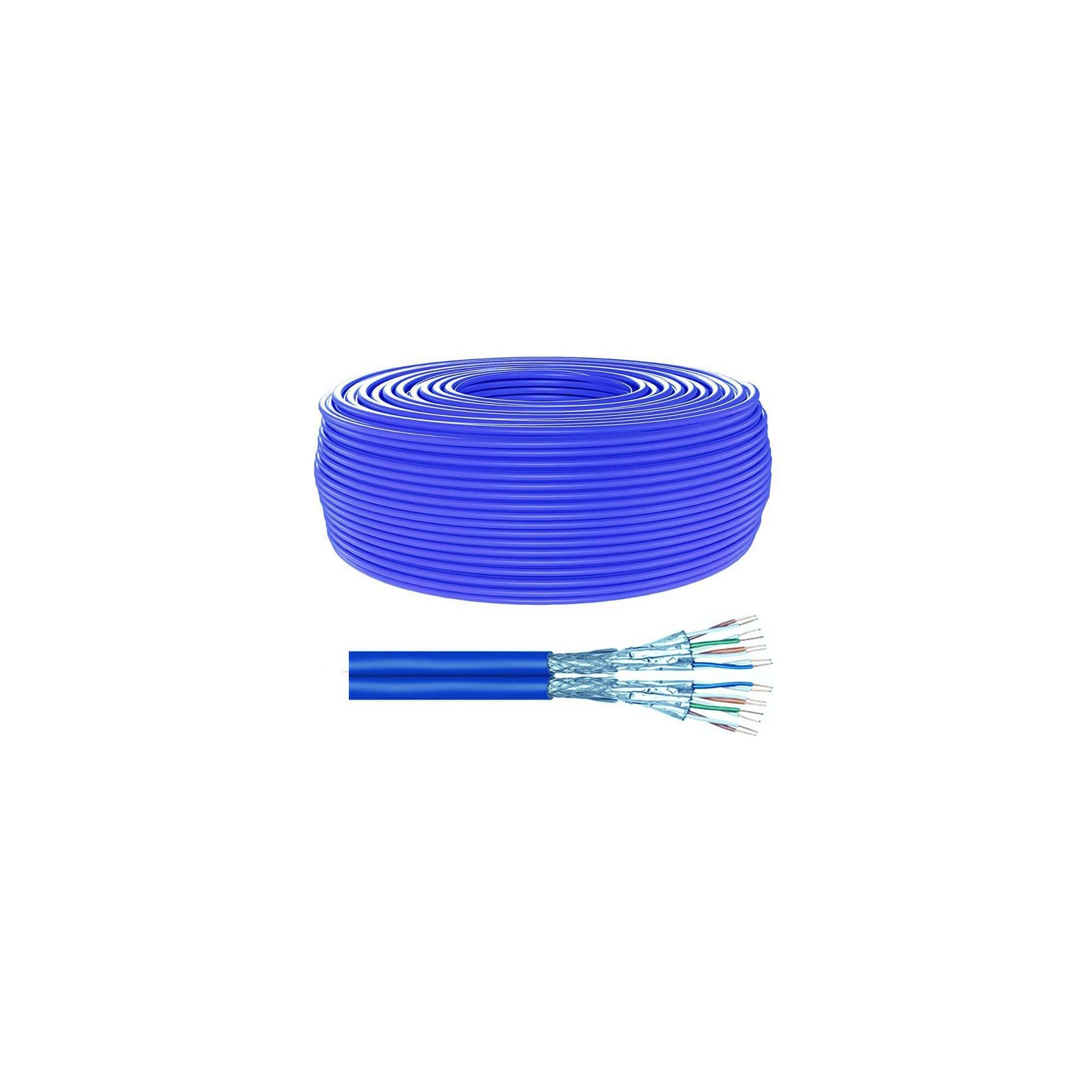 KOMELEC Câble Ethernet Cat7A+ rigide blindé 100m