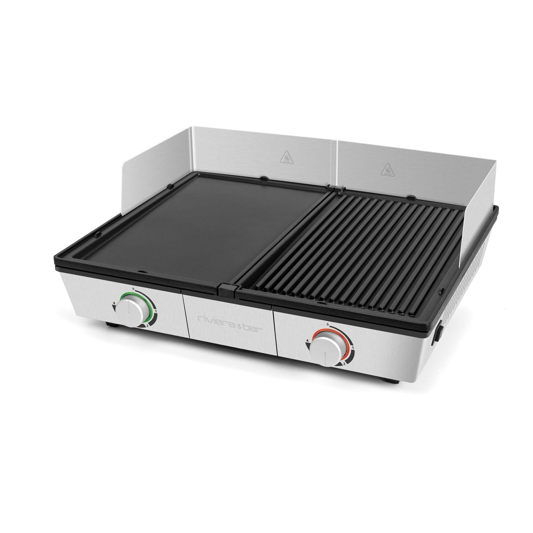 Plancha électrique RIVIERA ET BAR PRO QPL800 inox 2 brûleurs à poser, 48x38 cm