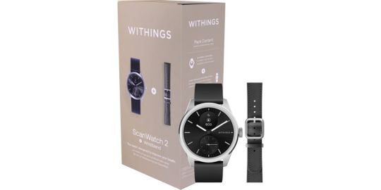 Montre santé WITHINGS Scanwatch 2 42mm Noire + bracelet Cuir offert