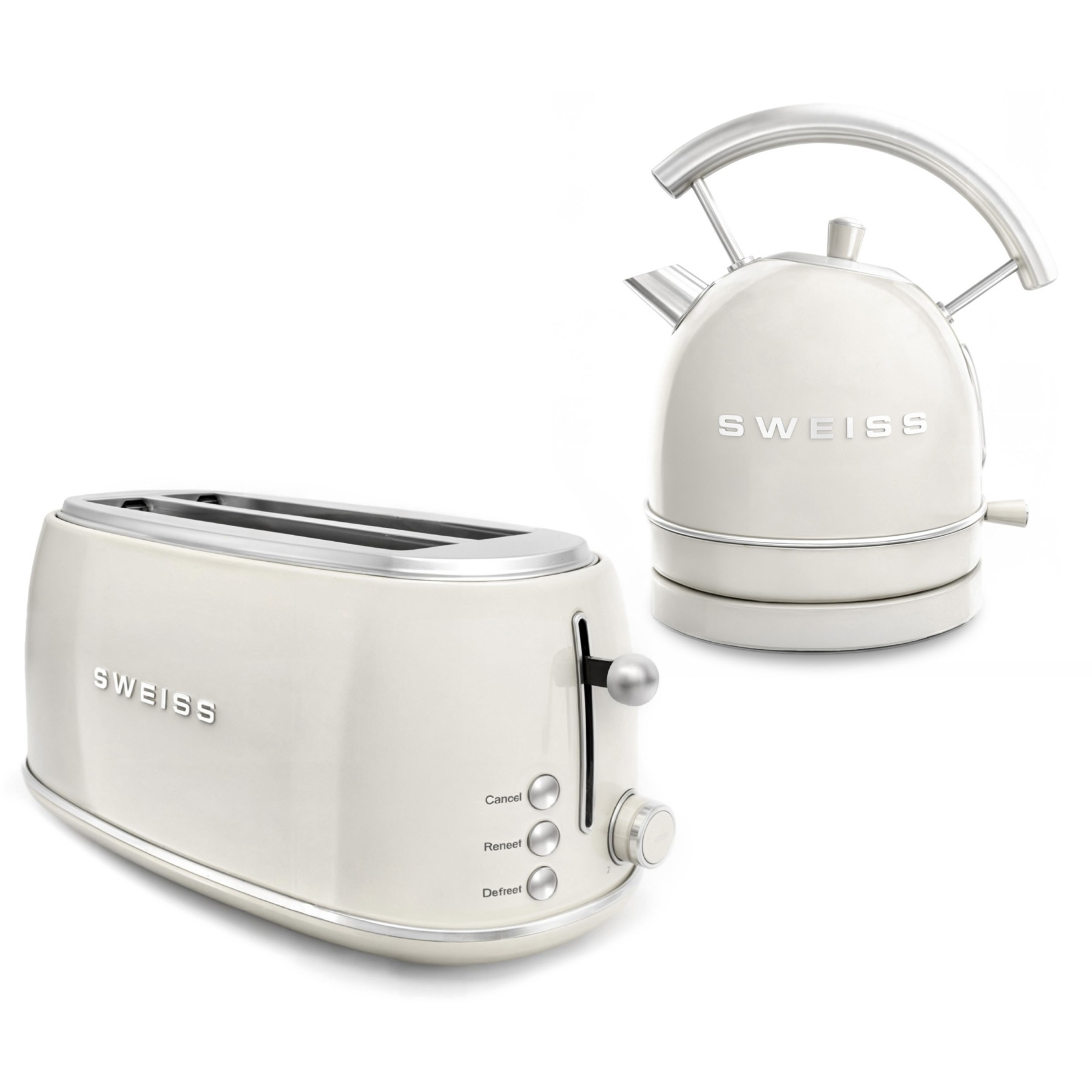 Grille-pain SWEISS + bouilloire vintage crème pack GRVKTL8