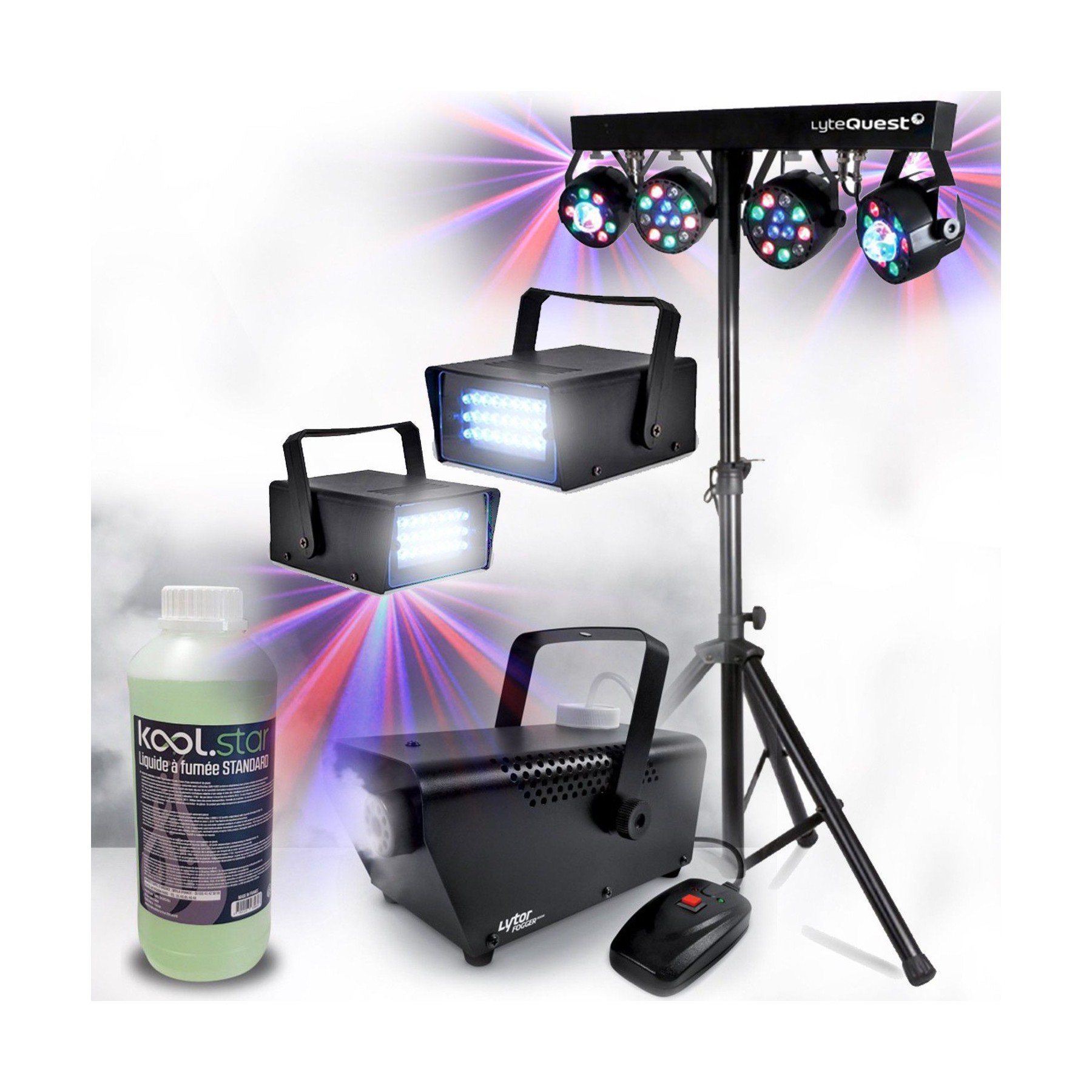 Jeu de lumières KOOL.STAR Portique Lumières, Machine à fumée, 1L