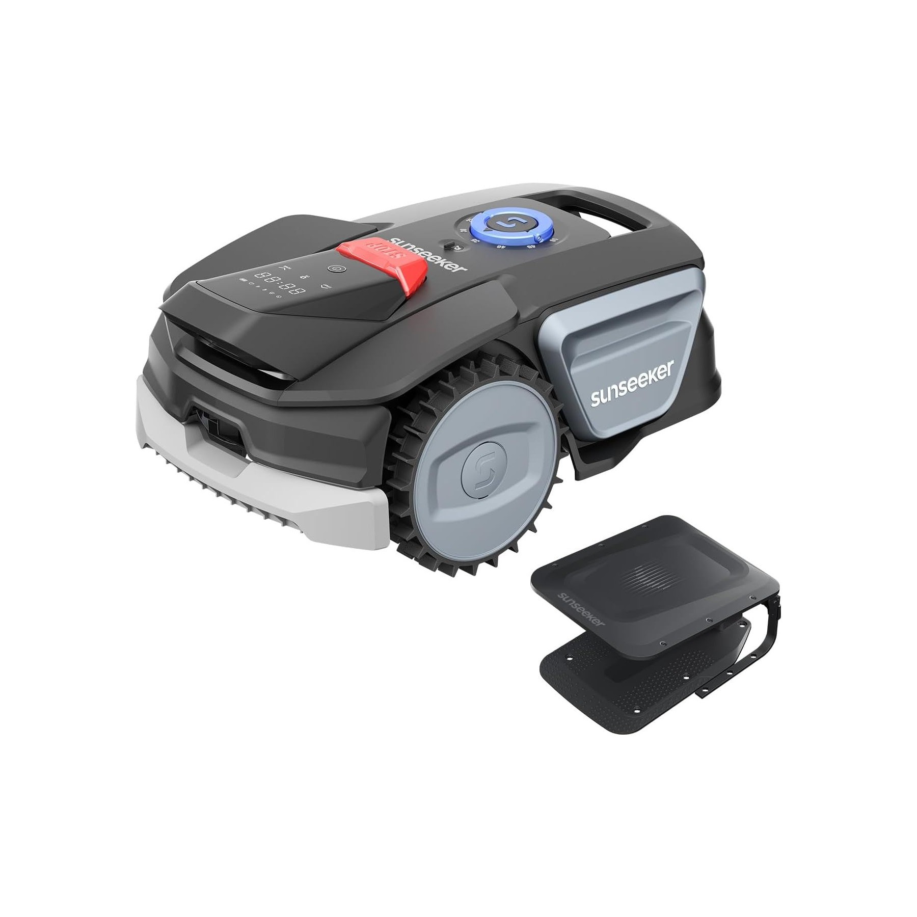 Robot tondeuse SUNSEEKER V1 sans fil périphérique, 300m² de superficie, garage, idéal petit jardin
