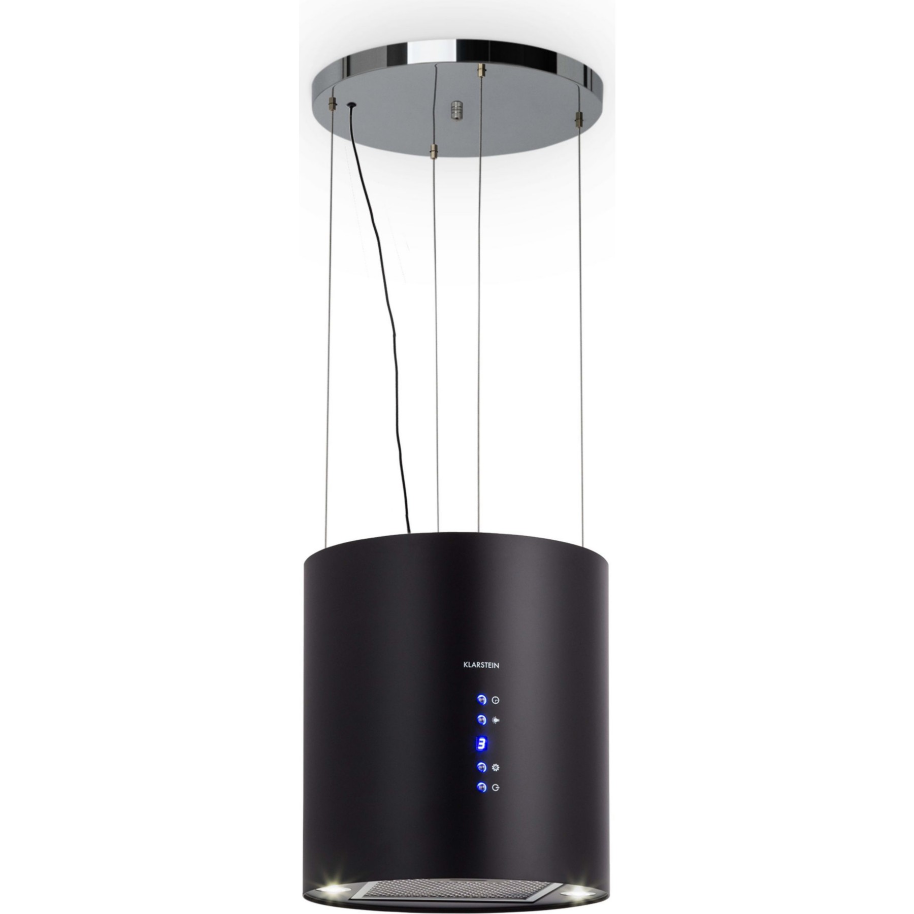Hotte décorative îlot KLARSTEIN Barett îlot Ø35cm 558 m³/h LED noir