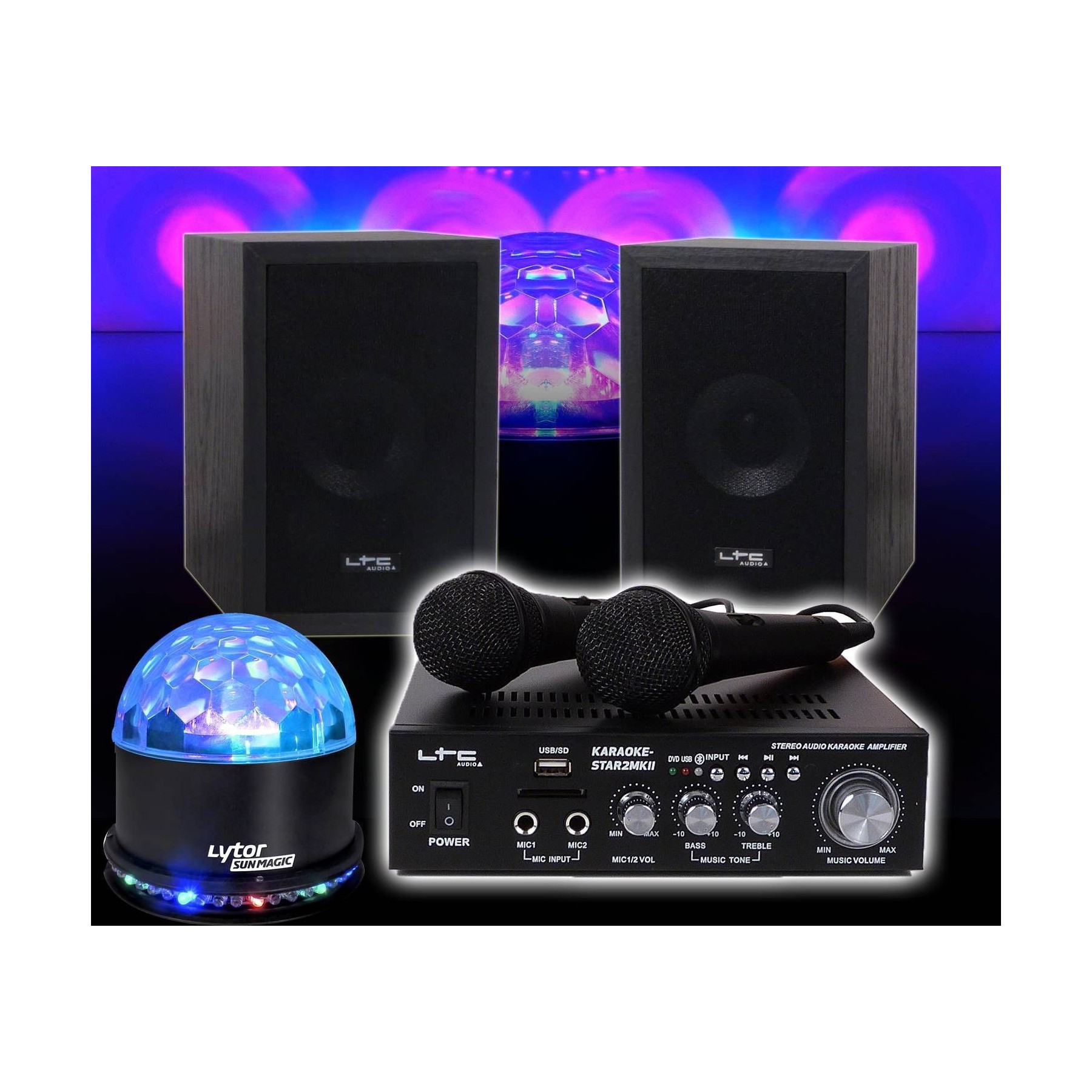 Jeu de lumières IBIZA Pack Karaoké enfant 2x50W STAR2MKII + SU