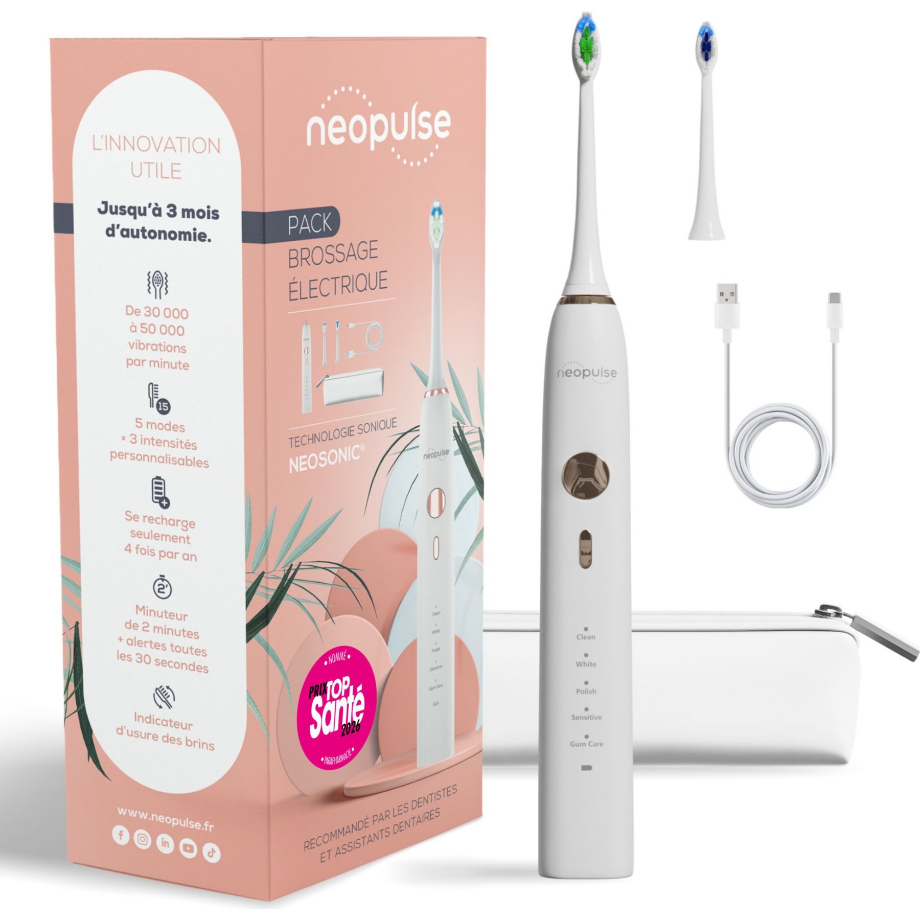 Brosse à dents électrique NEOPULSE NEOSONIC - Blanc