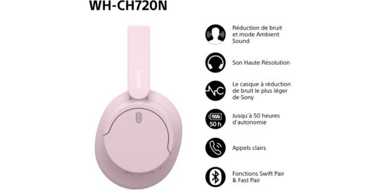 Casque SONY WHCH720N Rose