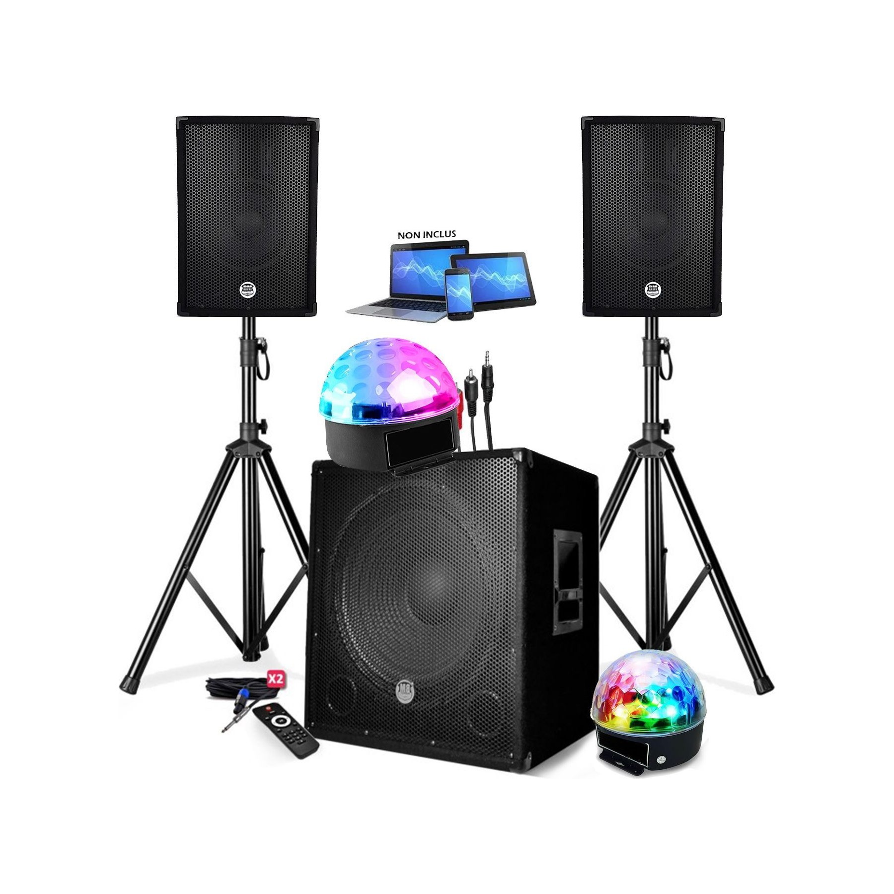 Pack sono BM SONIC ENCEINTE + SUBW USB Bluetooth + PIEDS +