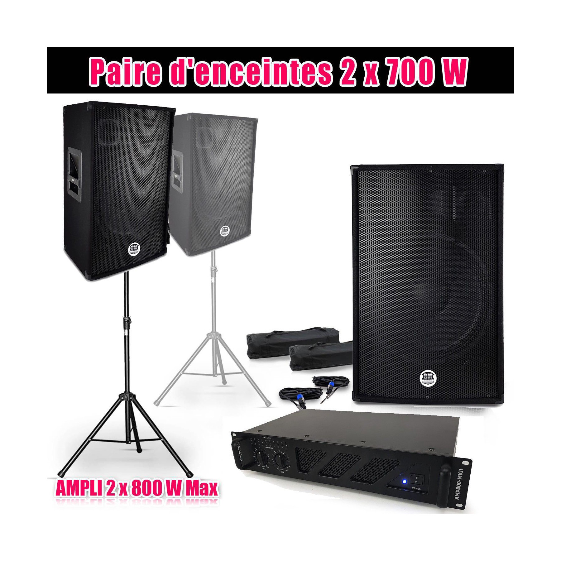 Pack sono BM SONIC BMS15-AMP1000MKII-PIEDS