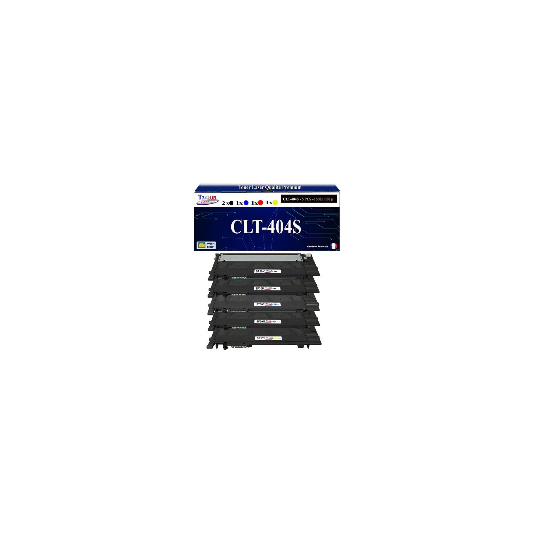 Toner T3AZUR pour Samsung C430W C483W CLT-404S (x5)
