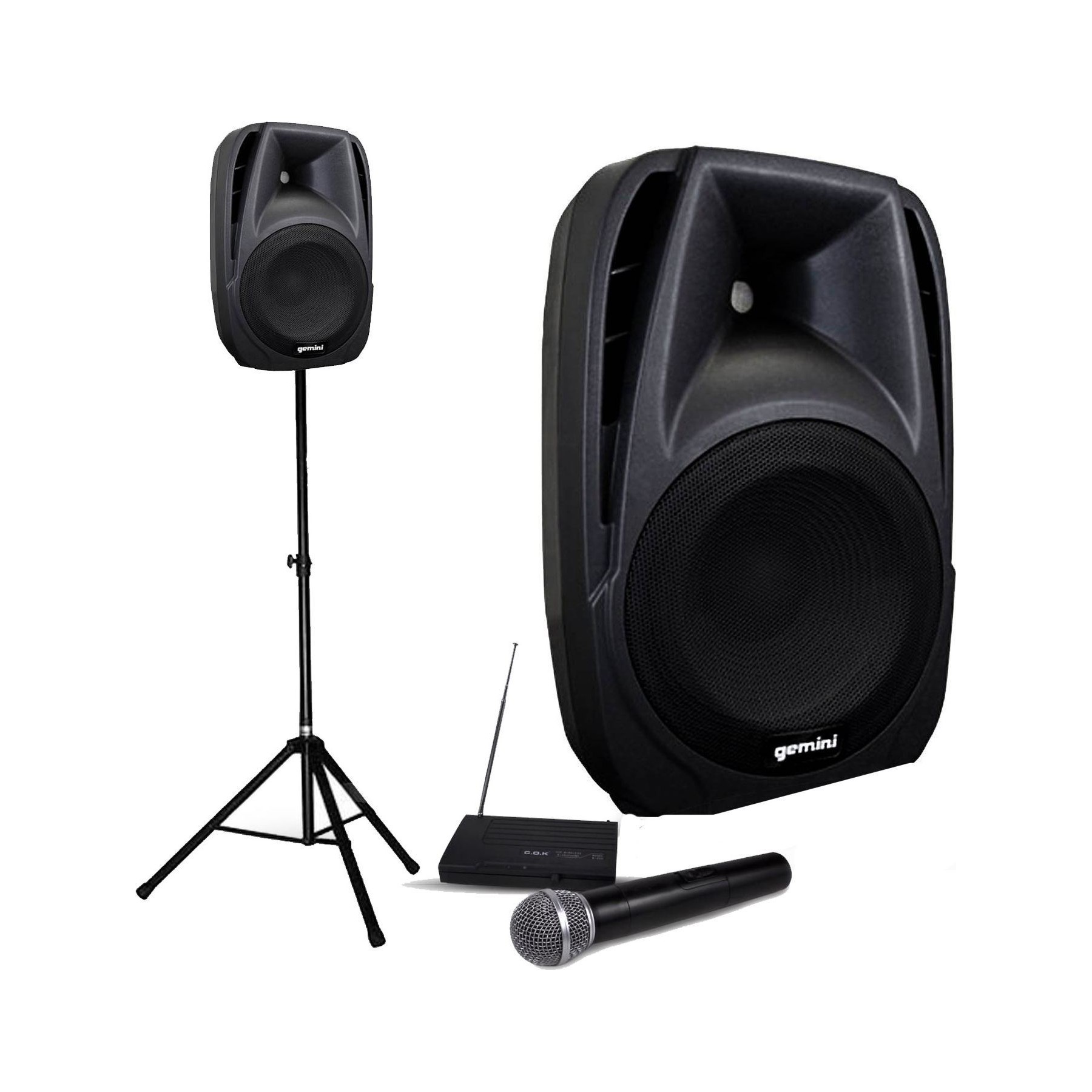 Pack sono GEMINI Enceinte amplif 300W, mic,Bar Animations