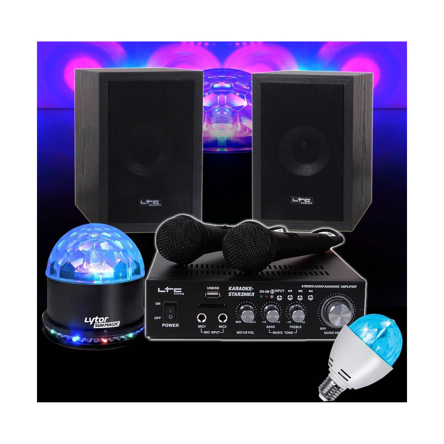 Jeu de lumières IBIZA Pack Karaoké 2x50W STAR2MKII + SUNMAGIC