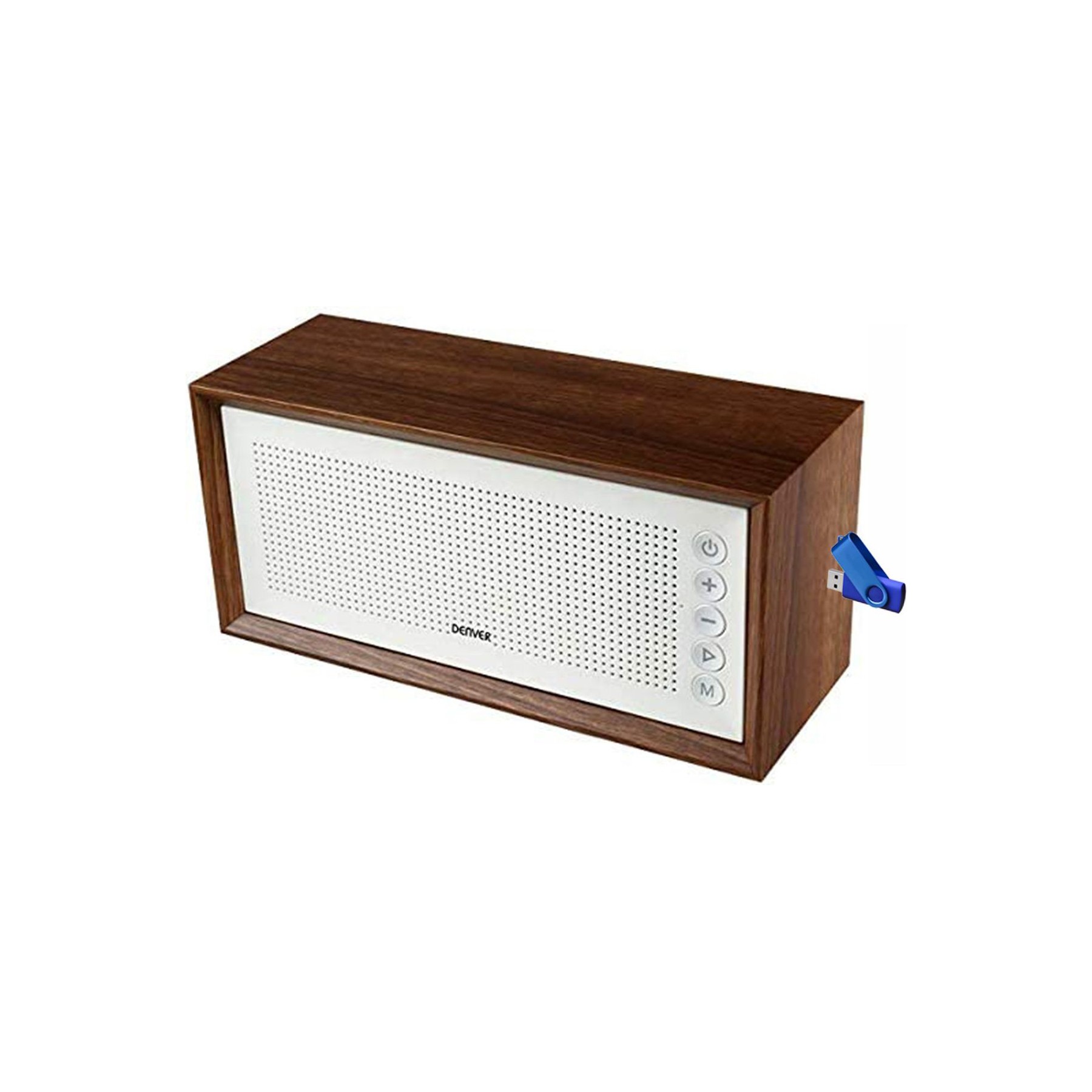Enceinte nomade DENVER BTS-210WHITE Bluetooth 10W Bois USB 32Go