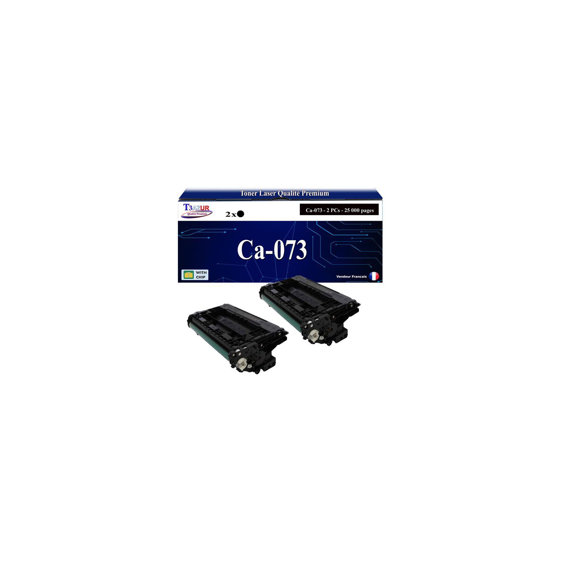 Toner T3AZUR compatible avec Canon 073 Noir (x2)