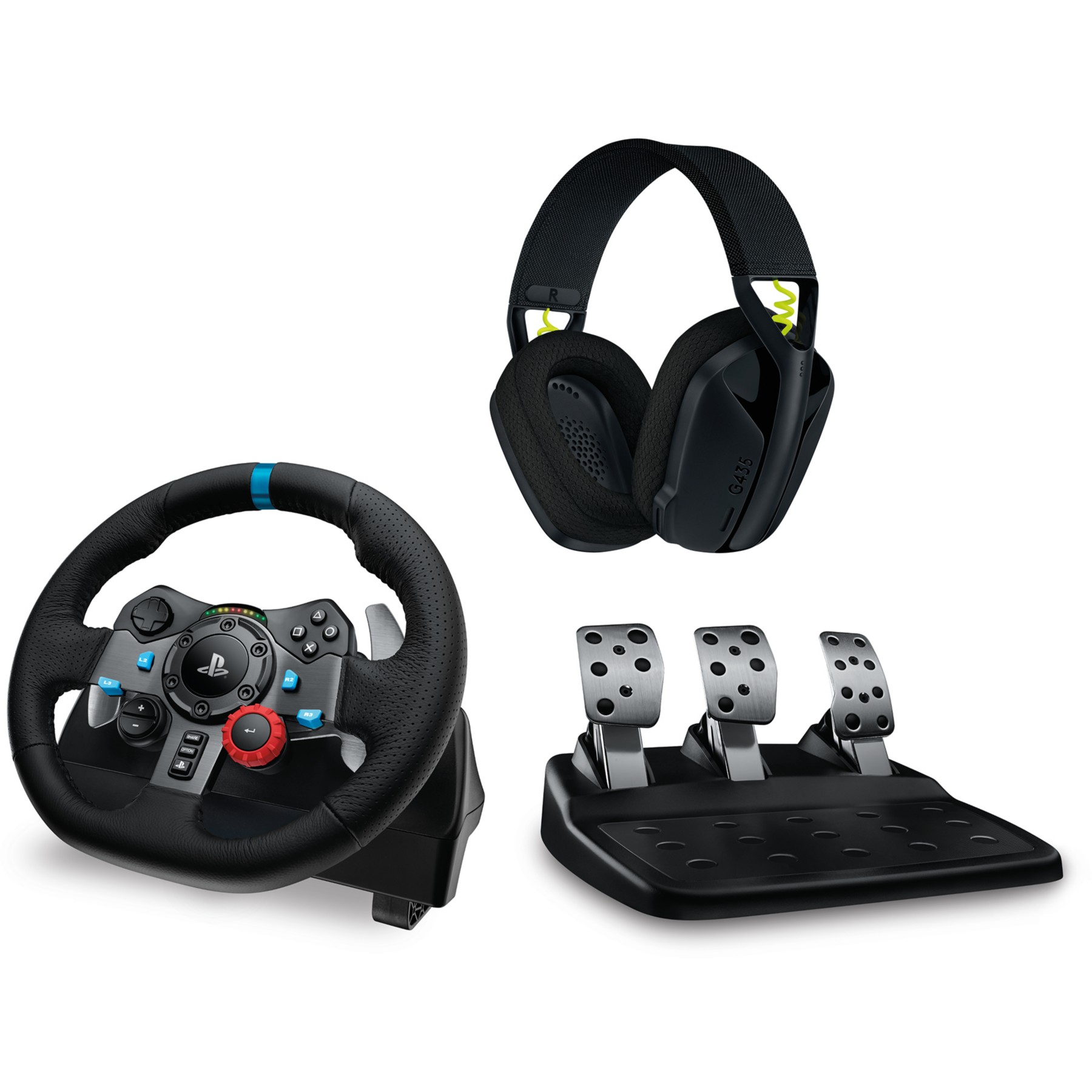 Volant + Pédalier LOGITECH Volant G29 + Casque G435 Noir