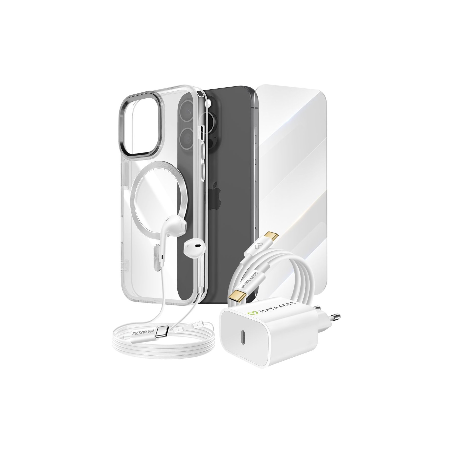 Pack MAYAXESS iPhone 15 Pro Protection Charge Audio