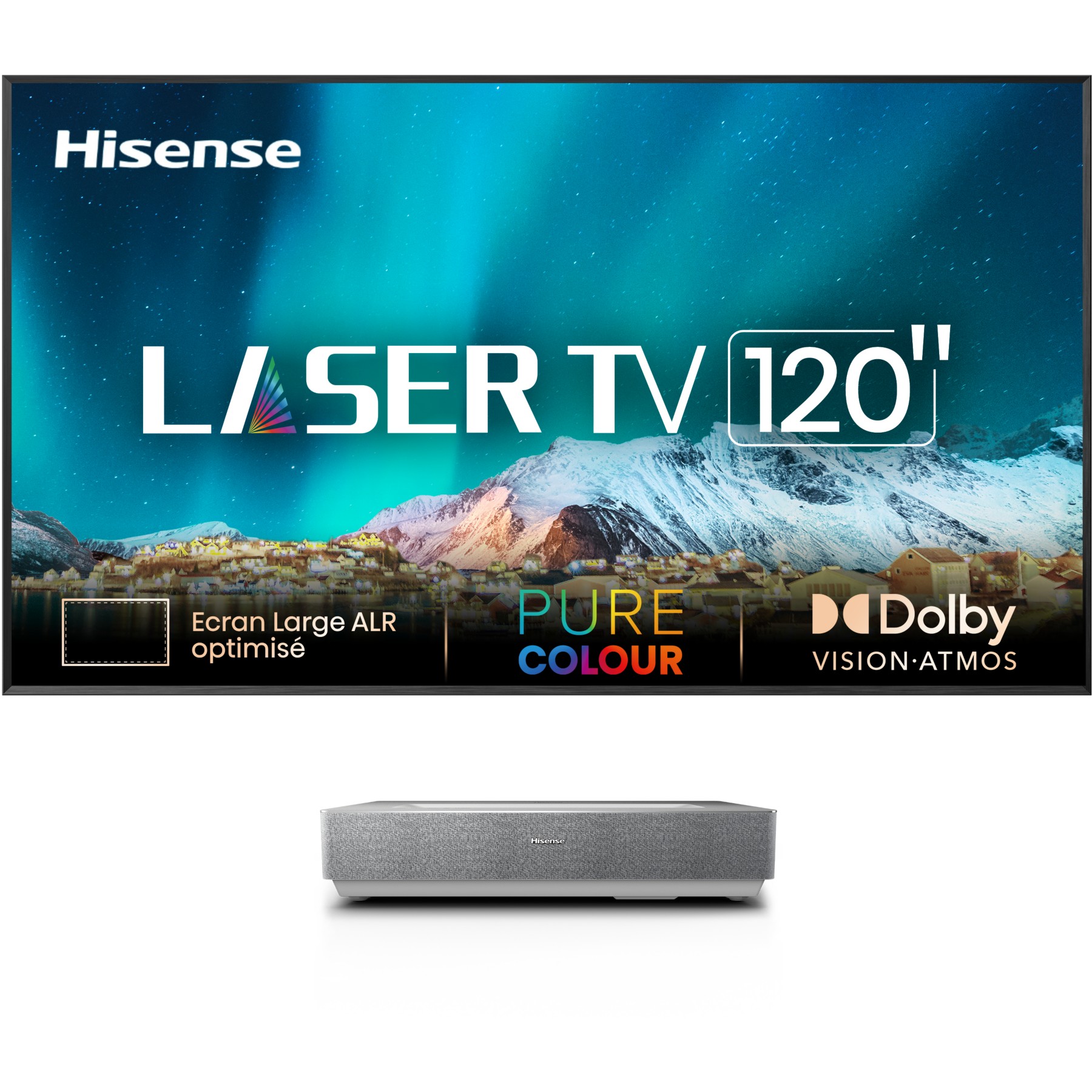 Vidéoprojecteur home cinéma HISENSE 120L5HA Laser TV + écran ALR FRESNEL