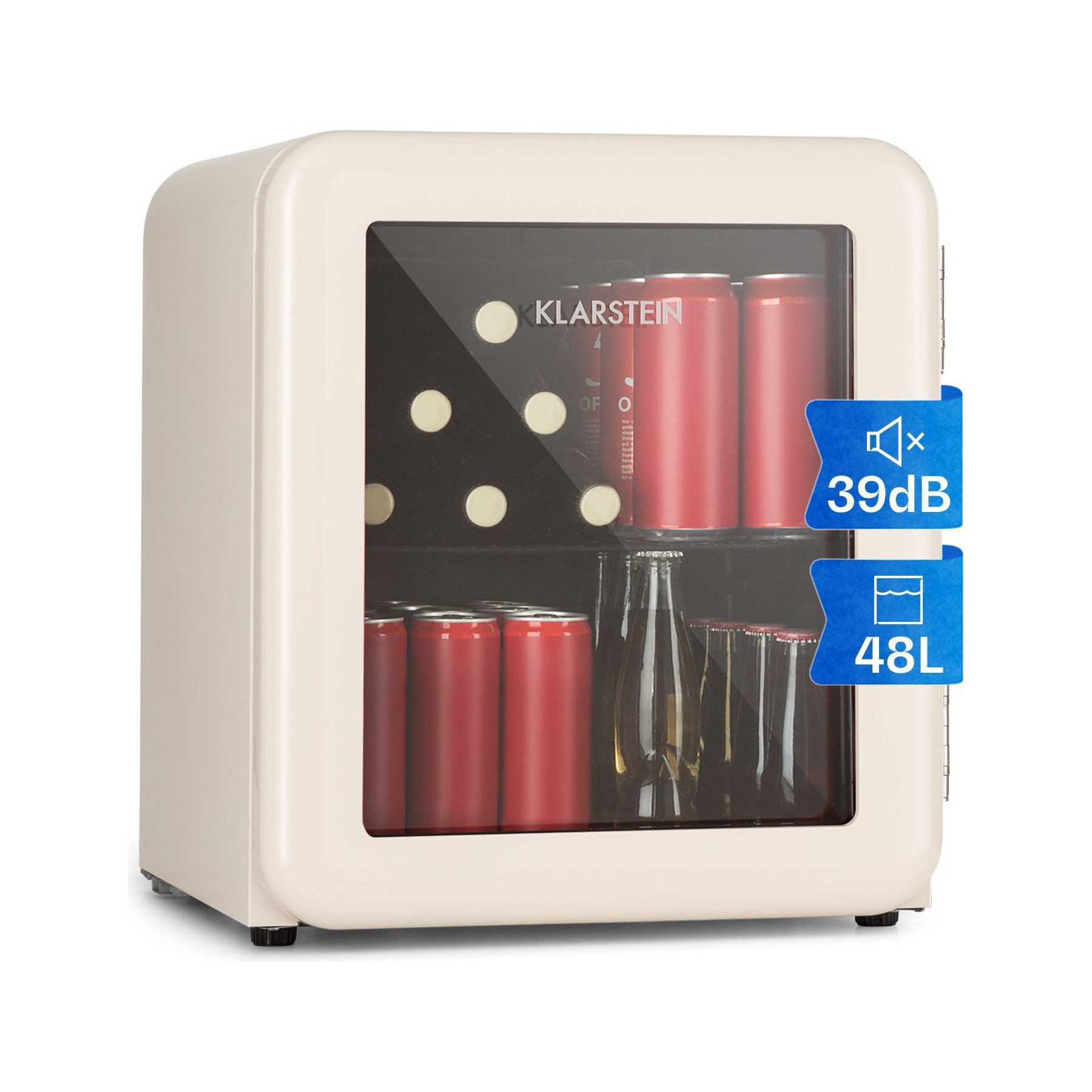 Mini réfrigérateur KLARSTEIN PopLife 48 0-10°C design rétro Beige