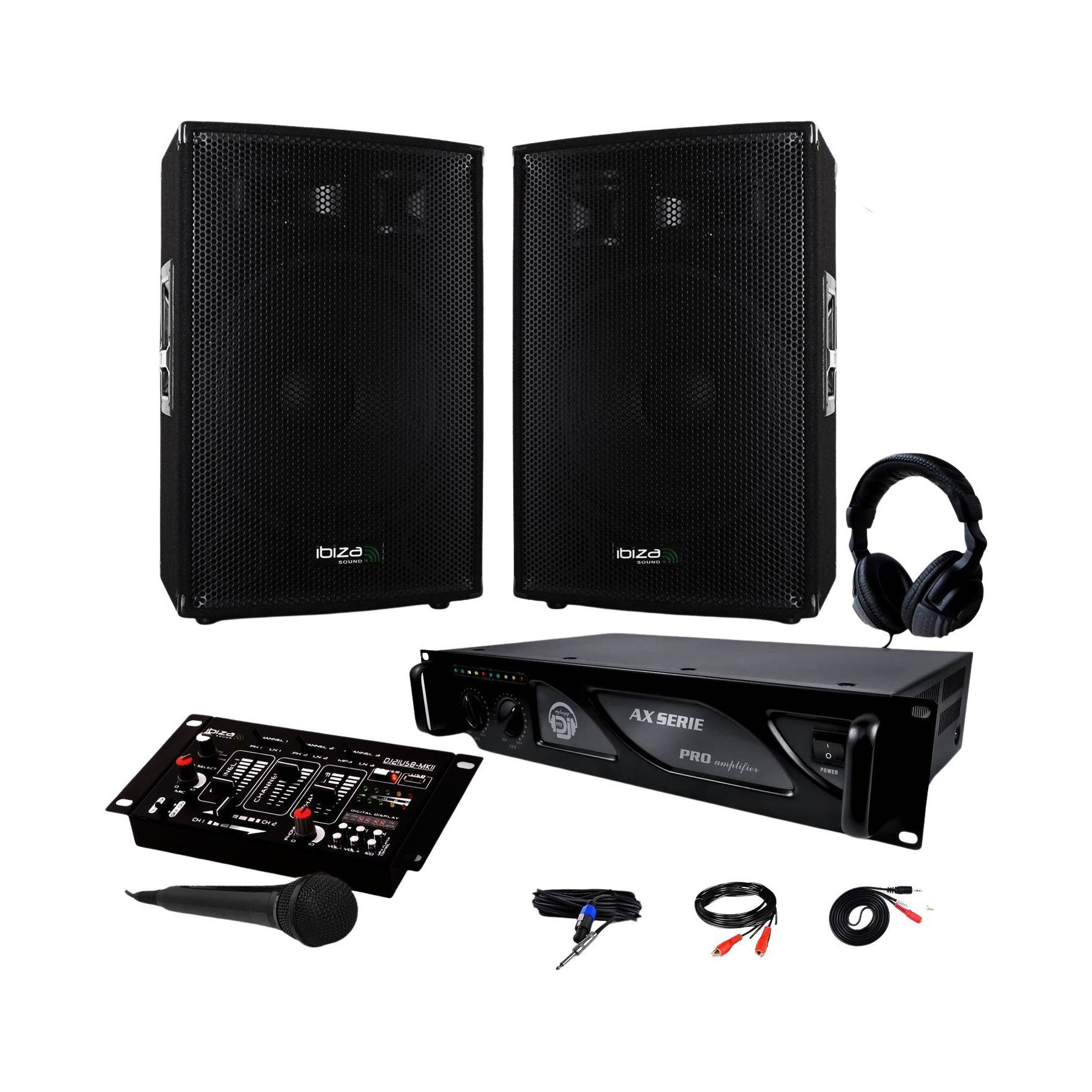 Pack sono IBIZA PACK SONO 2400W DJ PA Set BAR CLUB BMS-1