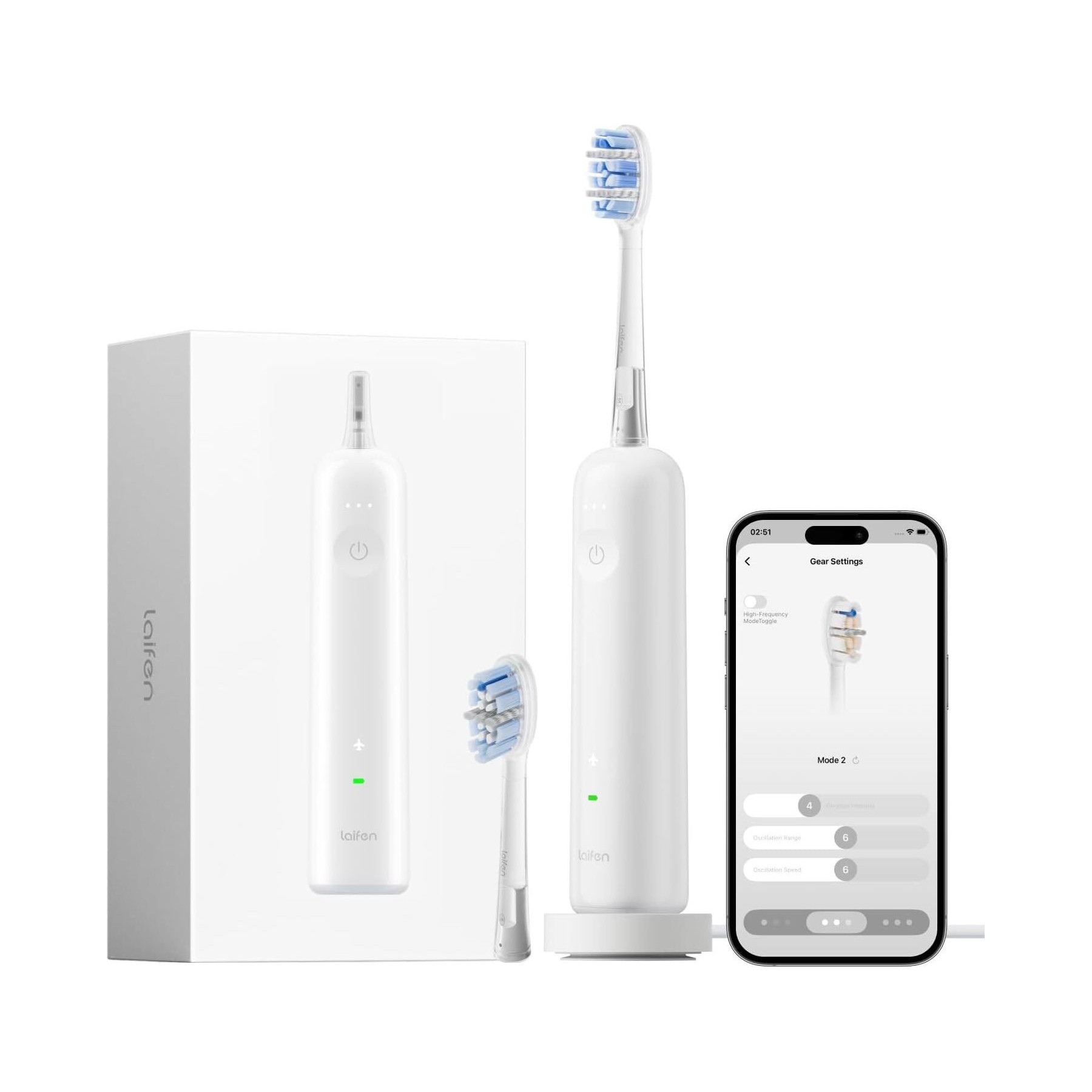 Brosse à dents électrique LAIFEN Wave Pro - Blanc