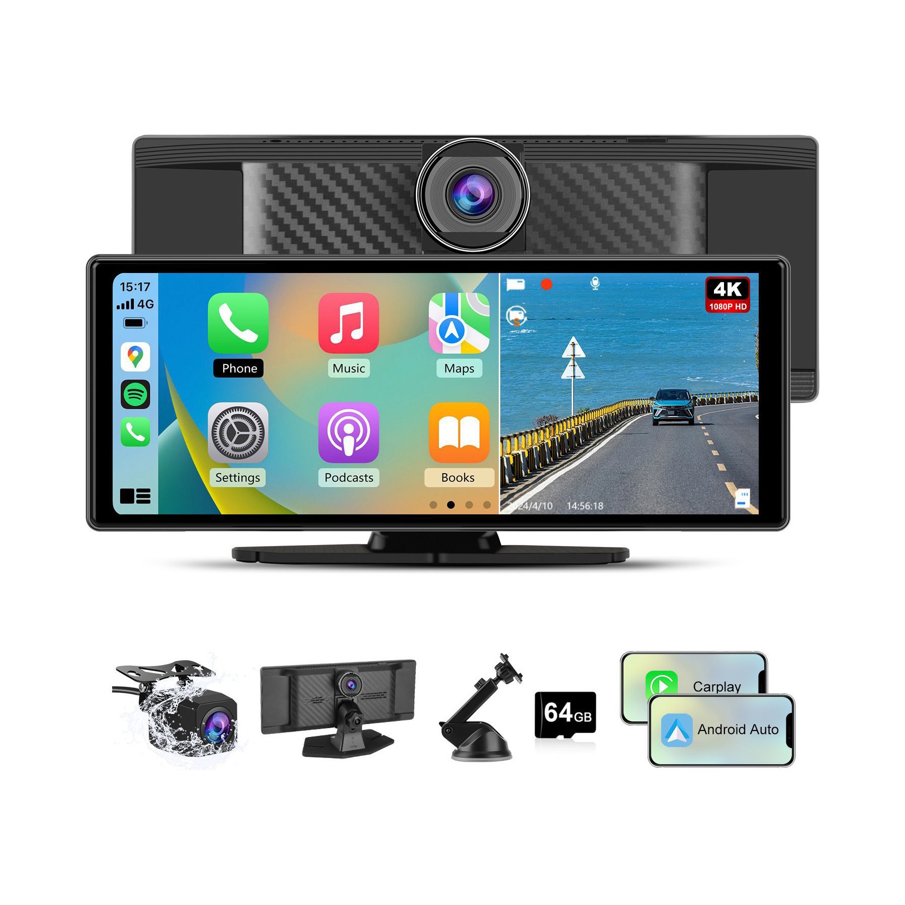 Autoradio connecté JUNSUN 10.26" GPS KAM USB Avec écran Carplay