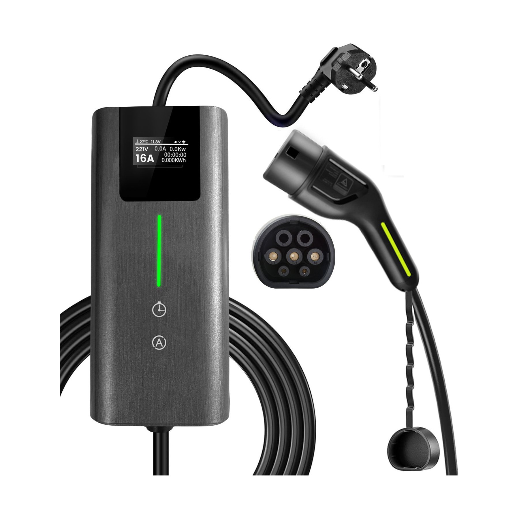Accessoire borne de recharge JUNSUN Câble recharge voiture 5M 3.5KW type 2