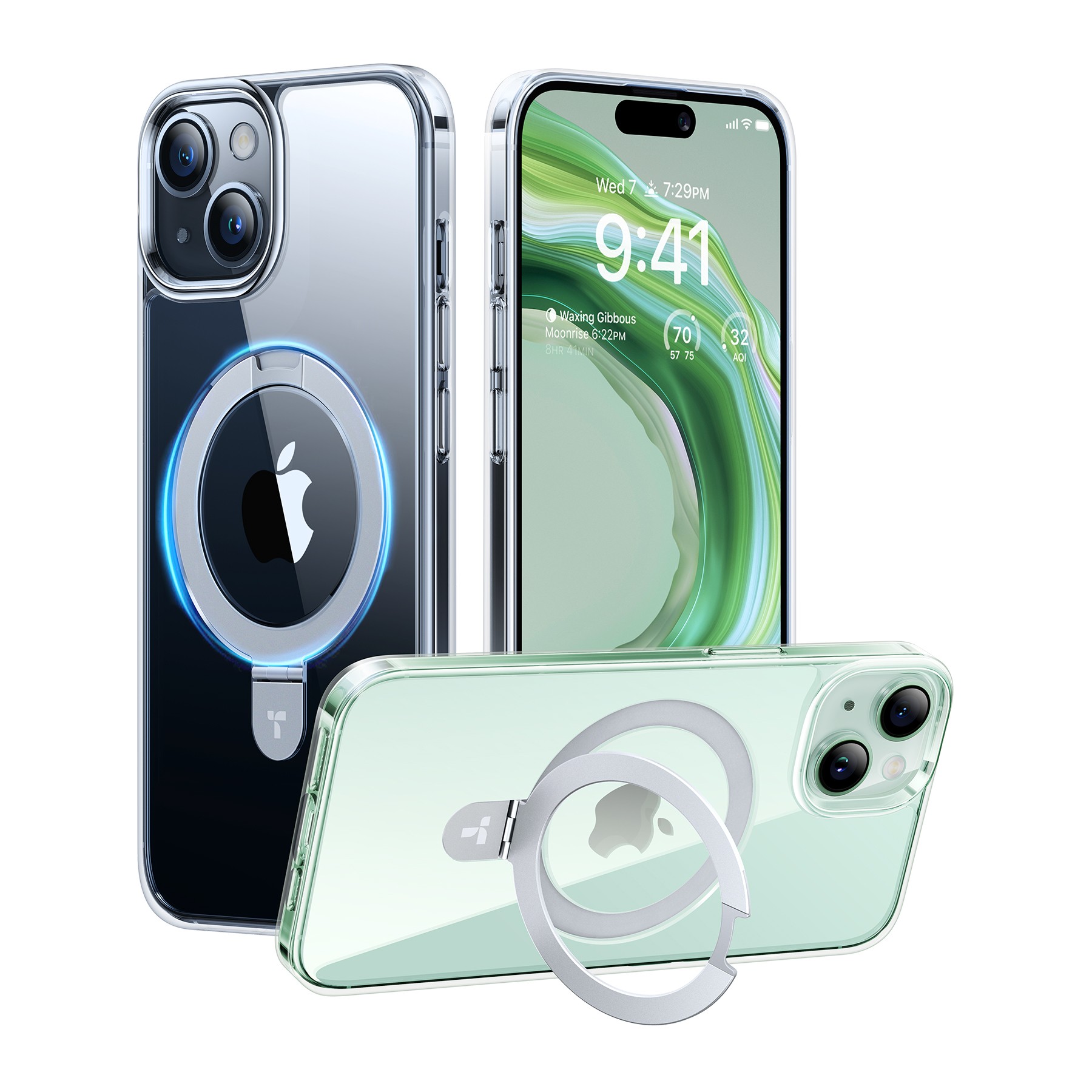 Coque intégrale TORRAS iPhone 15 Plus MagSafe + support transp