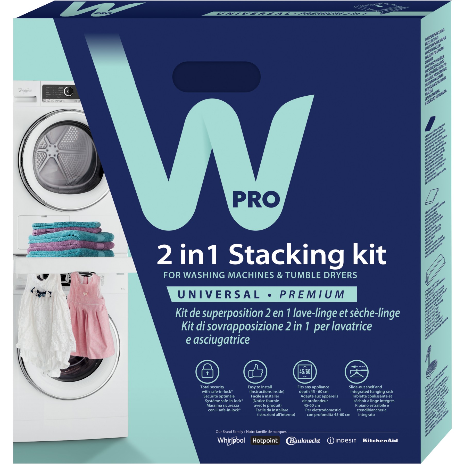 Kit de superposition WPRO SKP101 universel lave-linge/sèche-linge