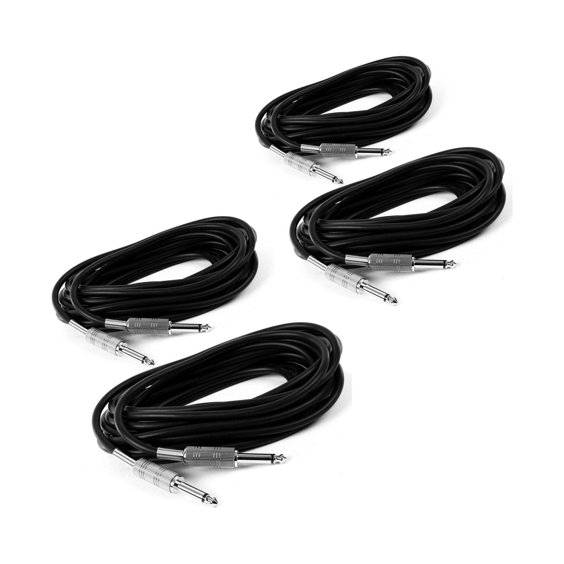 Câble Jack IBIZA Lot de 4 Câbles Jack / Jack 6,35 mâle /